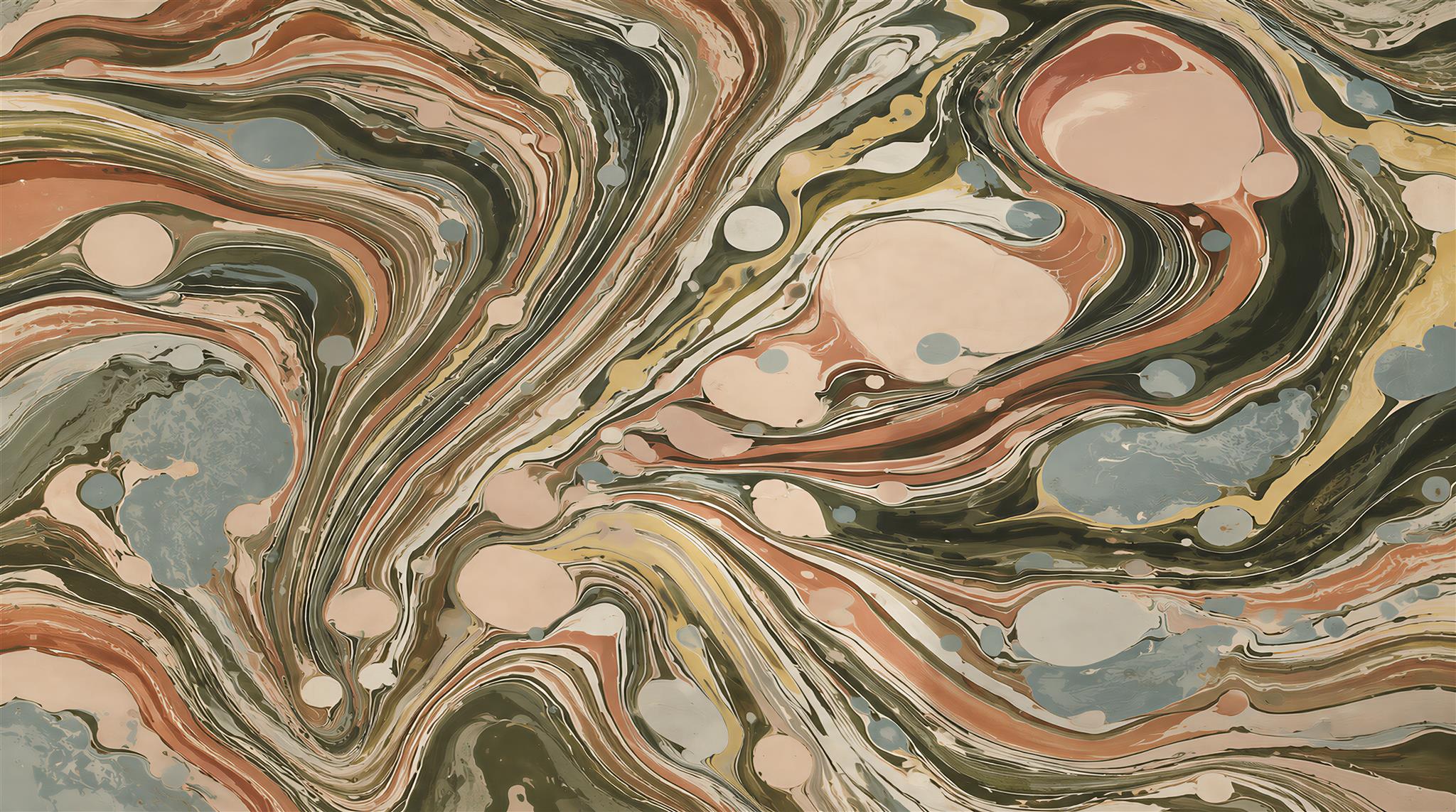 Neutral Sweeping Swirl Forms Decorative Wallpaper Mural, Peel-and-stick Finish