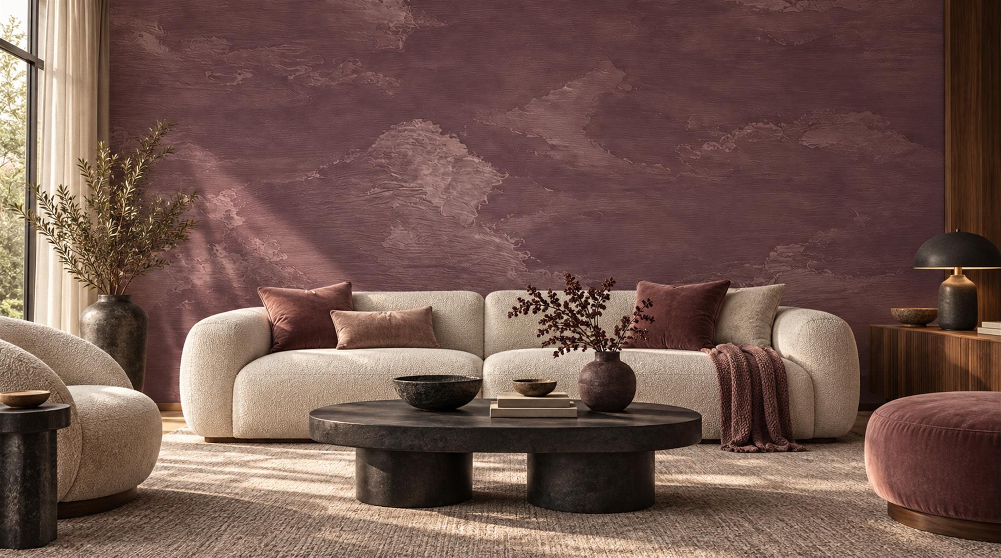 Neutral Decorative Patterning Wallpaper Mural Living-room-wallpaper-murals, Peel-and-stick Finish