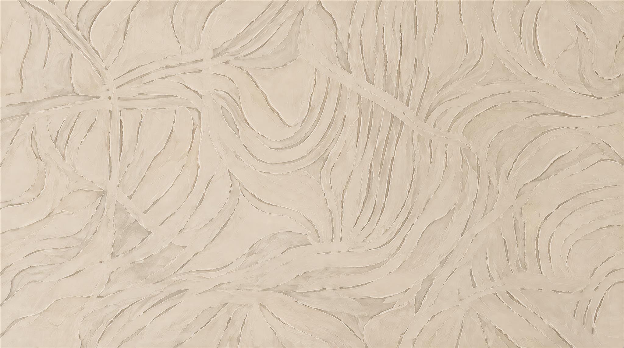 Ivory And Neutral Abstract Forms Layered Wallpaper Mural Accent-wall-wallpaper-murals, Peel-and-stick Finish