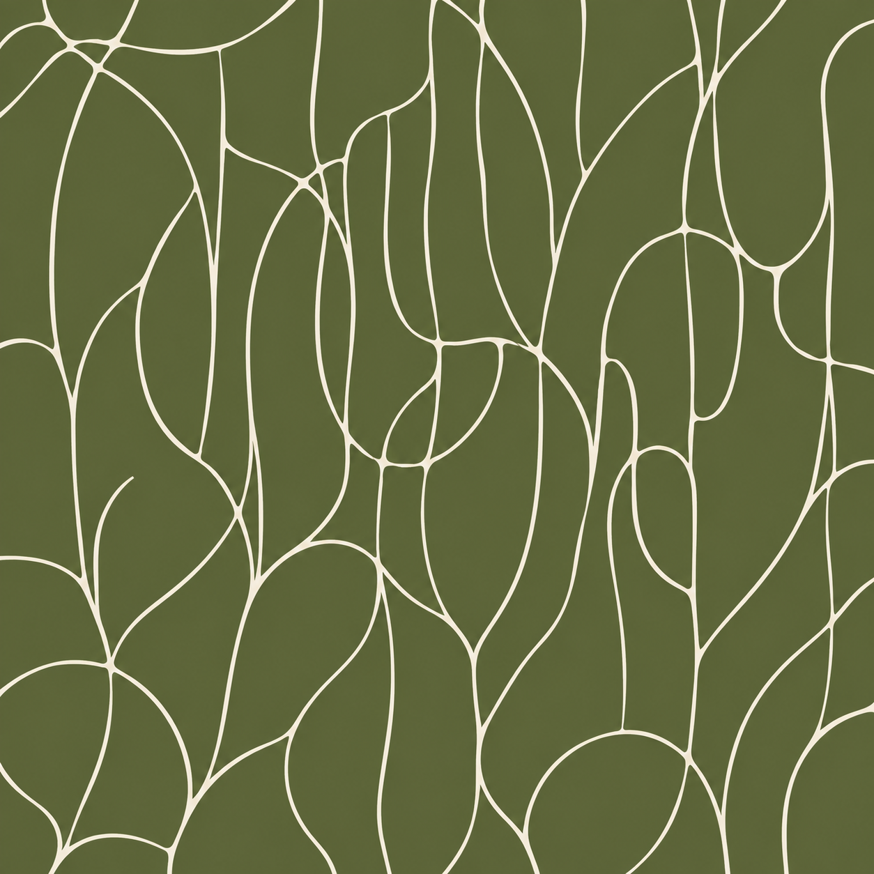 Olive And Neutral Abstract Forms Wallpaper Mural, Peel-and-stick Finish