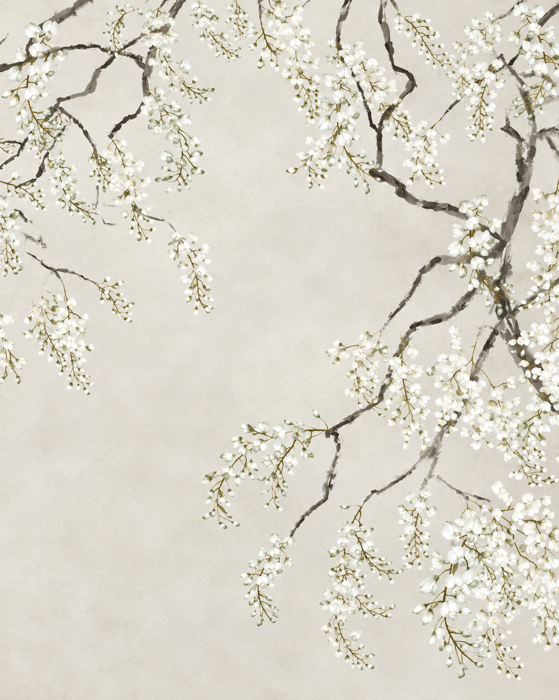 Ivory And Neutral Abstract Forms Textured Wallpaper Mural, Peel-and-stick Finish