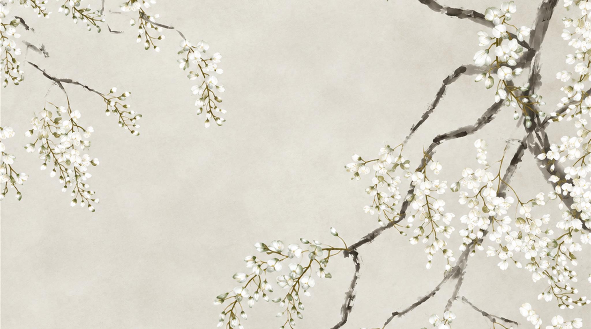 Ivory And Neutral Abstract Forms Textured Wallpaper Mural Accent-wall-wallpaper-murals, Peel-and-stick Finish