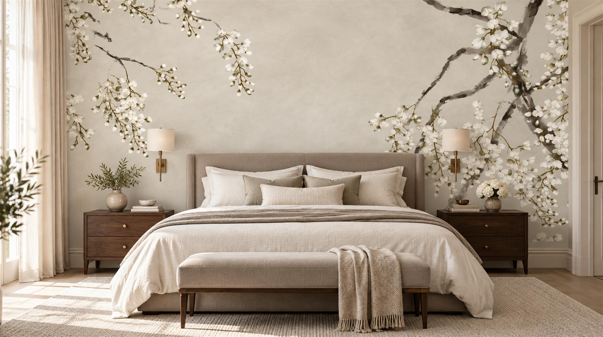 Ivory And Neutral Abstract Forms Textured Wallpaper Mural Spa-wallpaper-murals, Peel-and-stick Finish