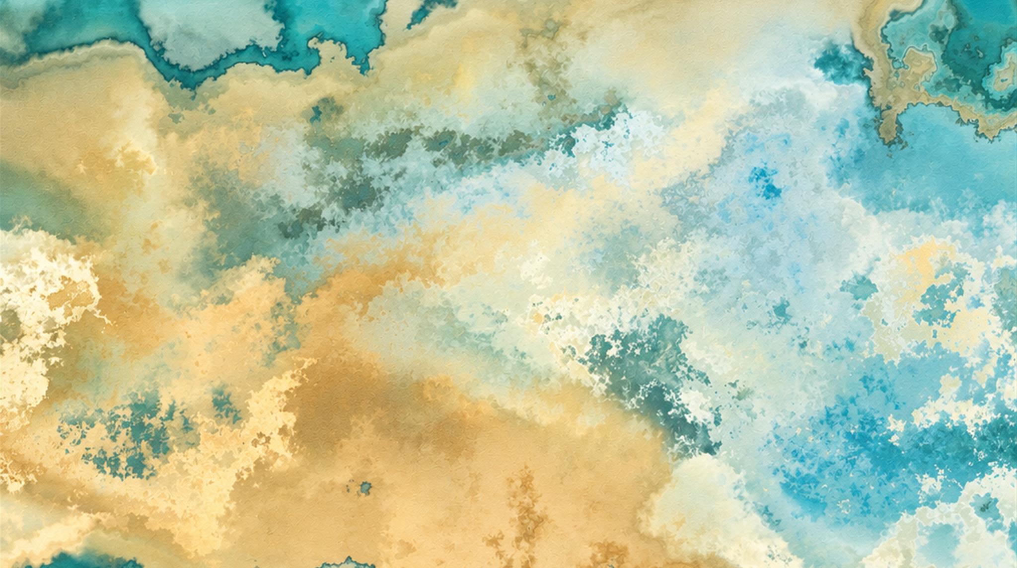 Red And Aqua Decorative Patterning Painterly Wallpaper Mural Accent-wall-wallpaper-murals, Peel-and-stick Finish