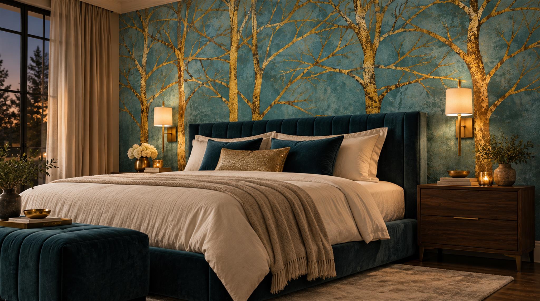 Red And Teal Abstract Forms Decorative Wallpaper Mural Library-wallpaper-murals, Peel-and-stick Finish