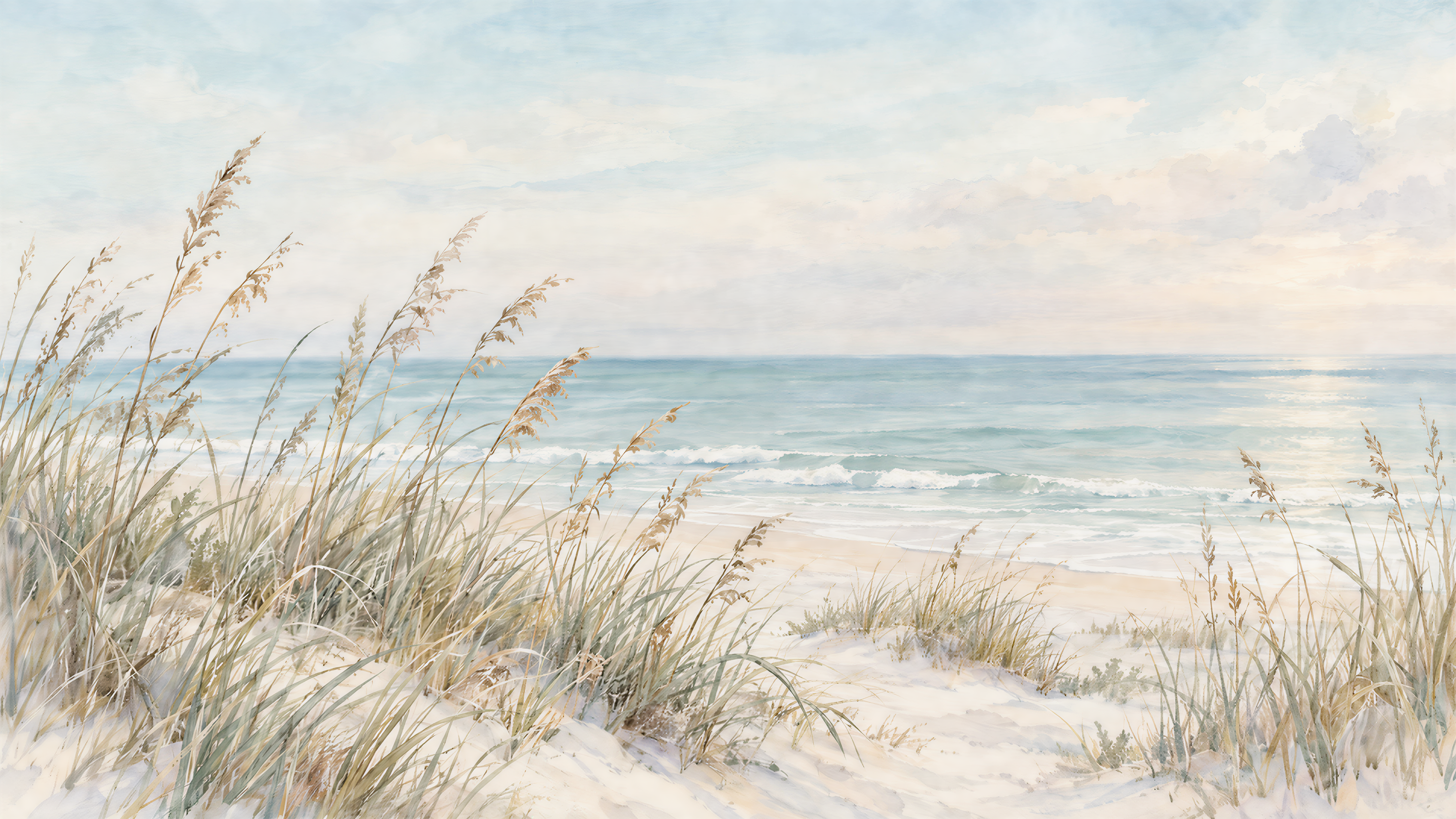 Ivory And Neutral A Coastal Scene Wallpaper Mural, Peel-and-stick Finish