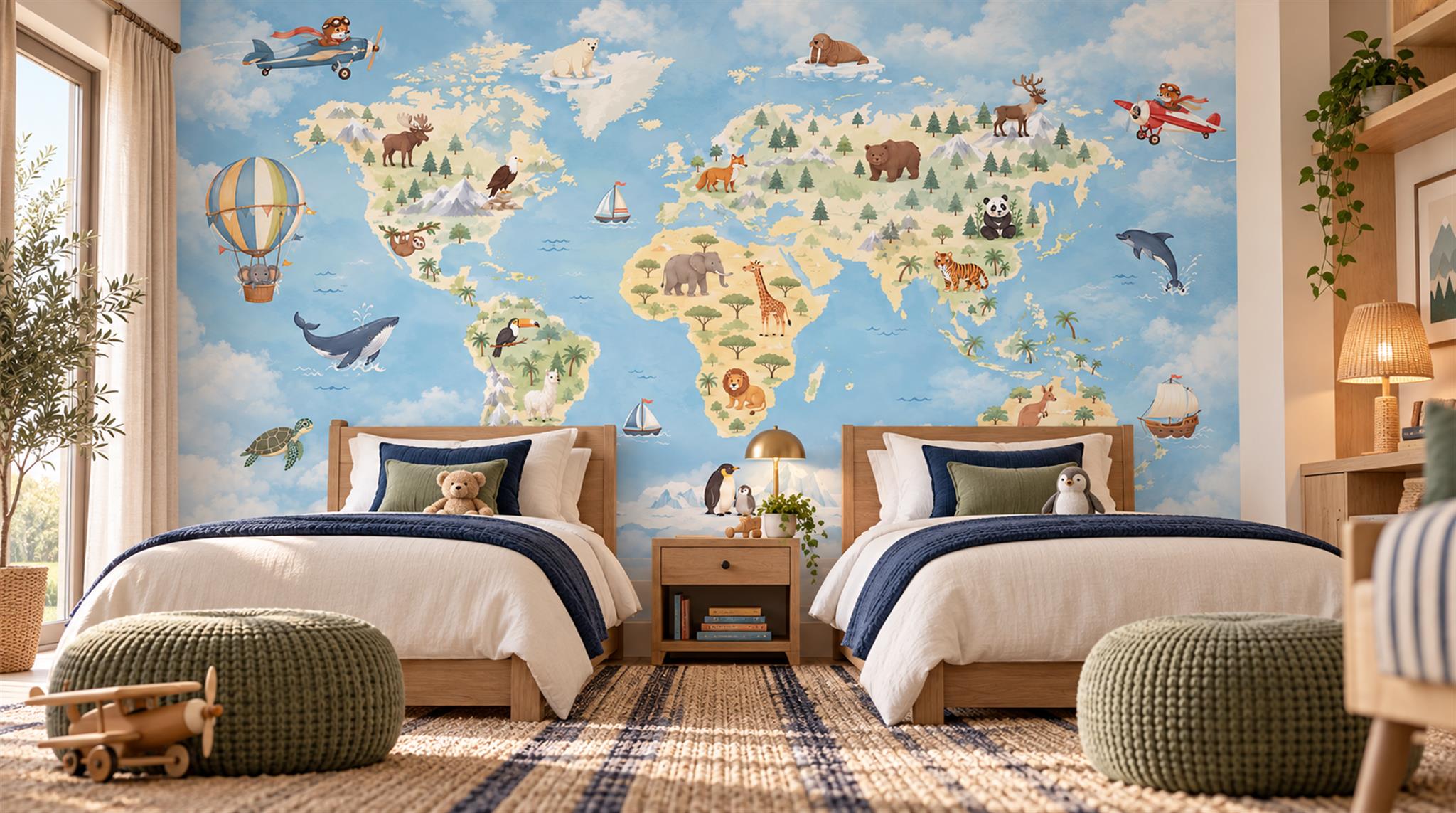 Blue And Neutral Abstract Forms Textured Wallpaper Mural Feature-wall-wallpaper-murals, Peel-and-stick Finish