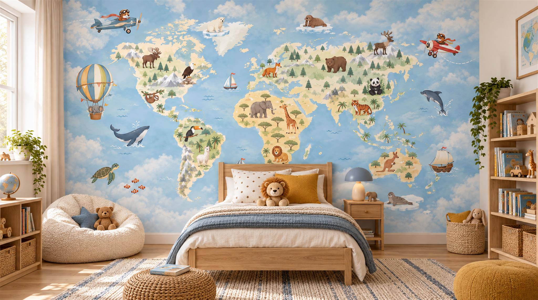 Blue And Neutral Abstract Forms Textured Wallpaper Mural Feature-wall-wallpaper-murals, Peel-and-stick Finish