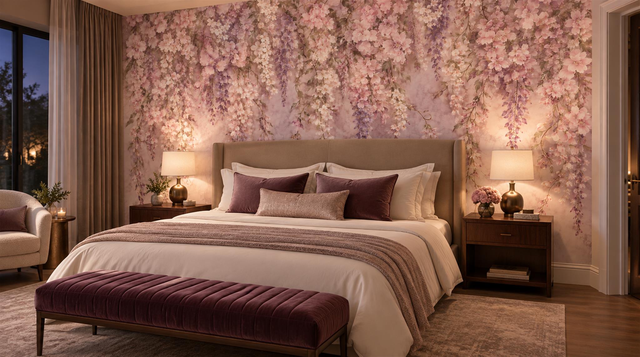 Pink And Neutral Abstract Forms Decorative Wallpaper Mural Accent-wall-wallpaper-murals, Peel-and-stick Finish