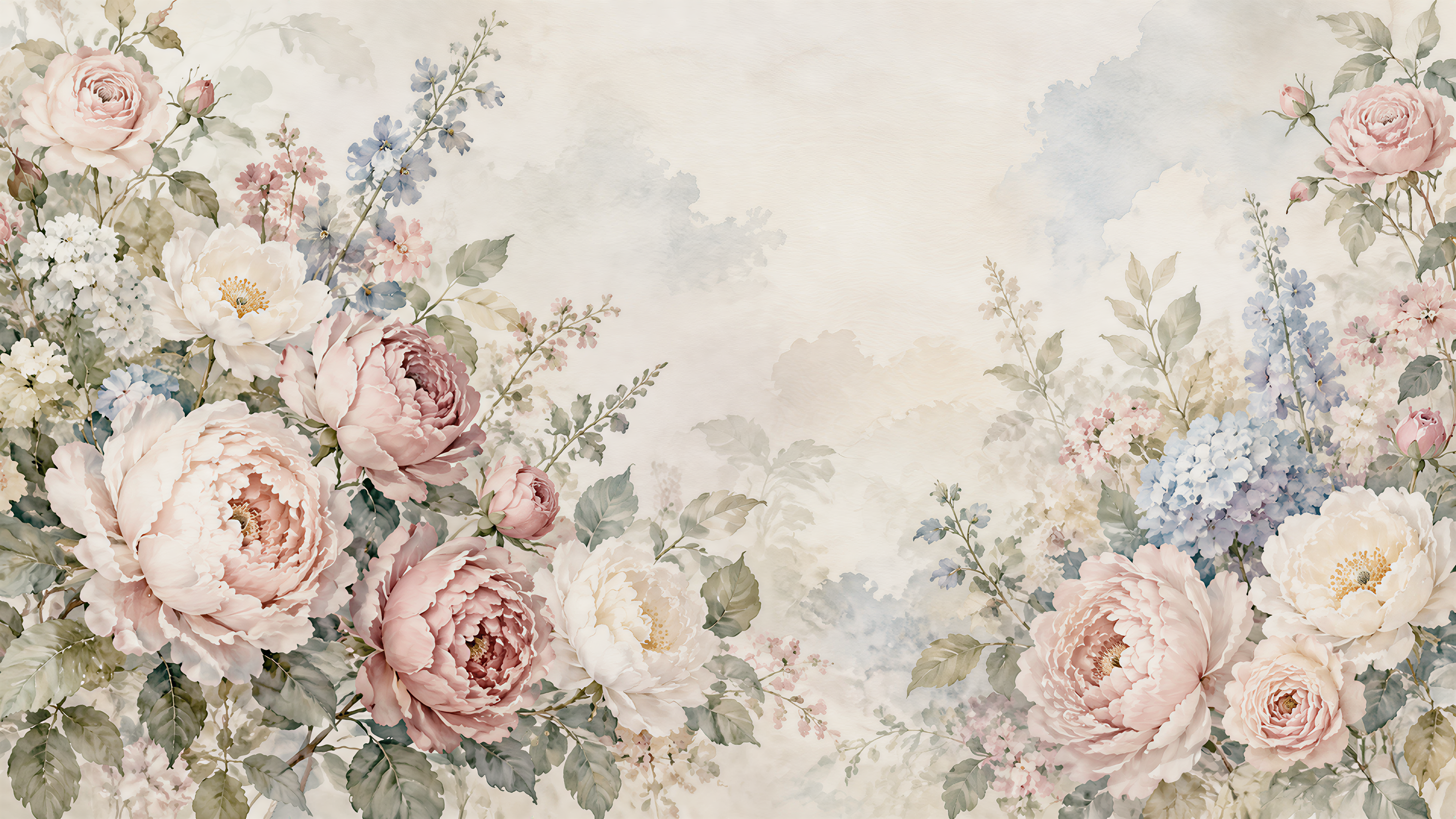 Soft Pastel And Neutral Abstract Forms Wallpaper Painterly Wallpaper, Peel-and-stick Finish