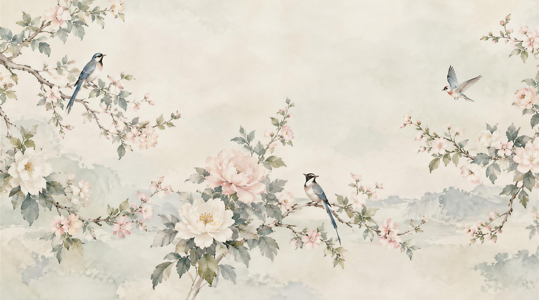 Sage Green And Neutral Abstract Forms Wallpaper Illustrated Wallpaper, Peel-and-stick Finish