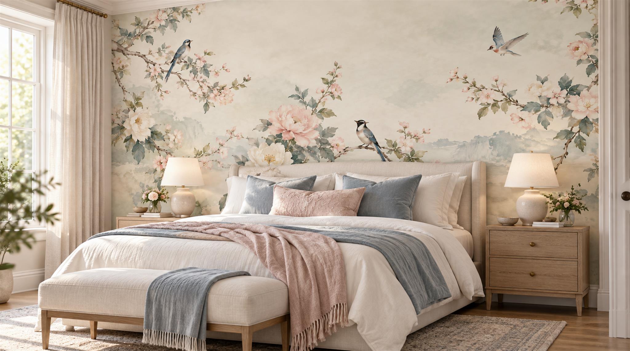 Sage Green And Neutral Abstract Forms Wallpaper Illustrated Wallpaper Bedroom-wallpaper-murals, Peel-and-stick Finish