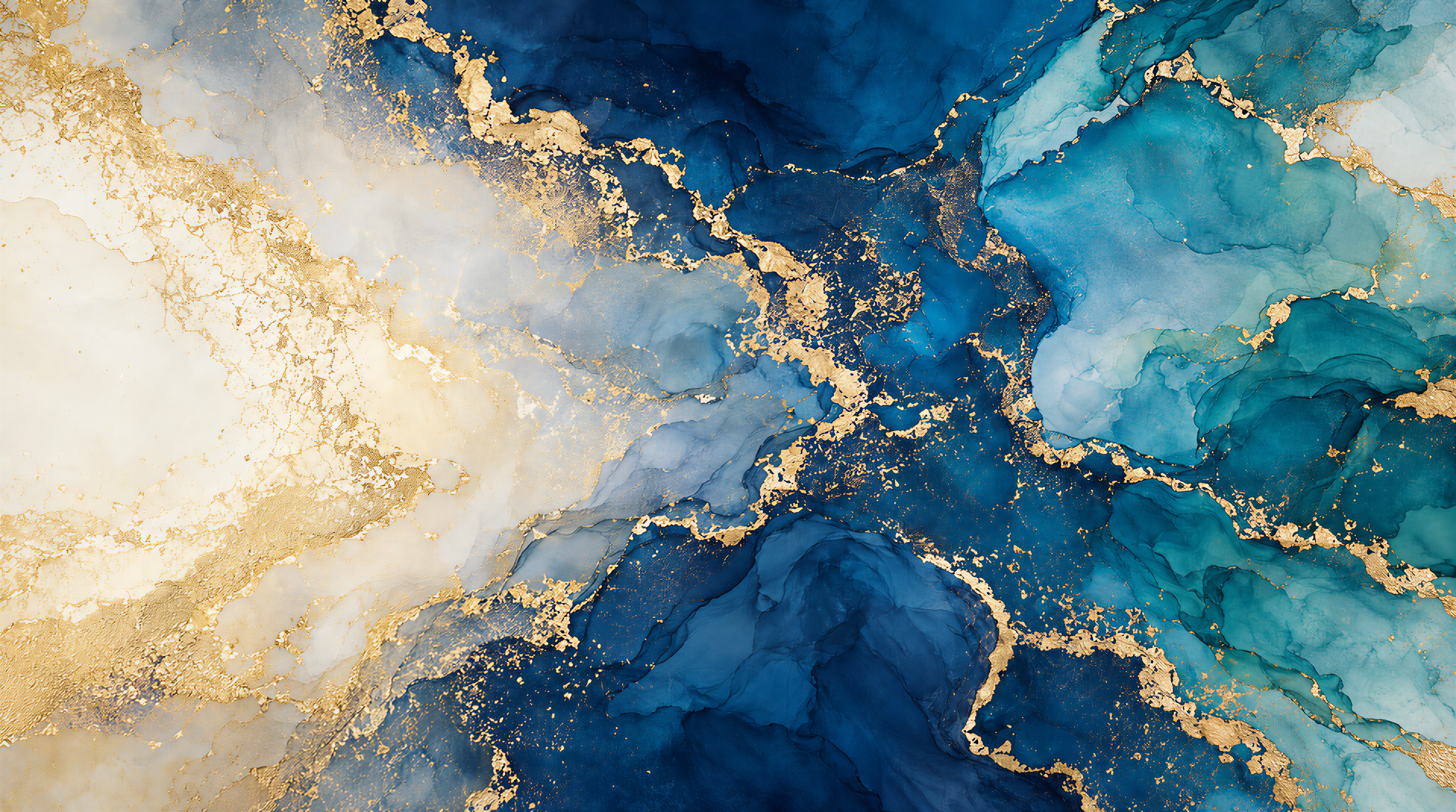 Blue And Neutral Marble Veining Wallpaper Mural Accent-wall-wallpaper-murals, Peel-and-stick Finish