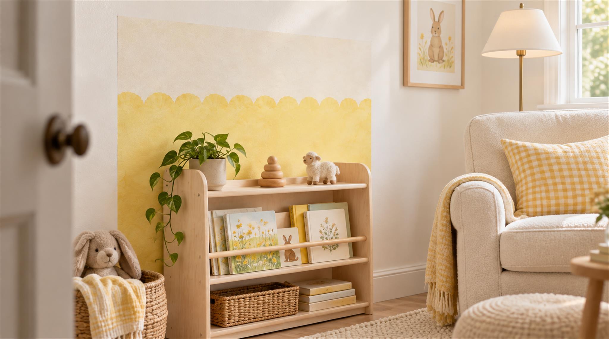 Tan And Gold Abstract Forms Wallpaper Mural Nursery-wallpaper-murals, Peel-and-stick Finish