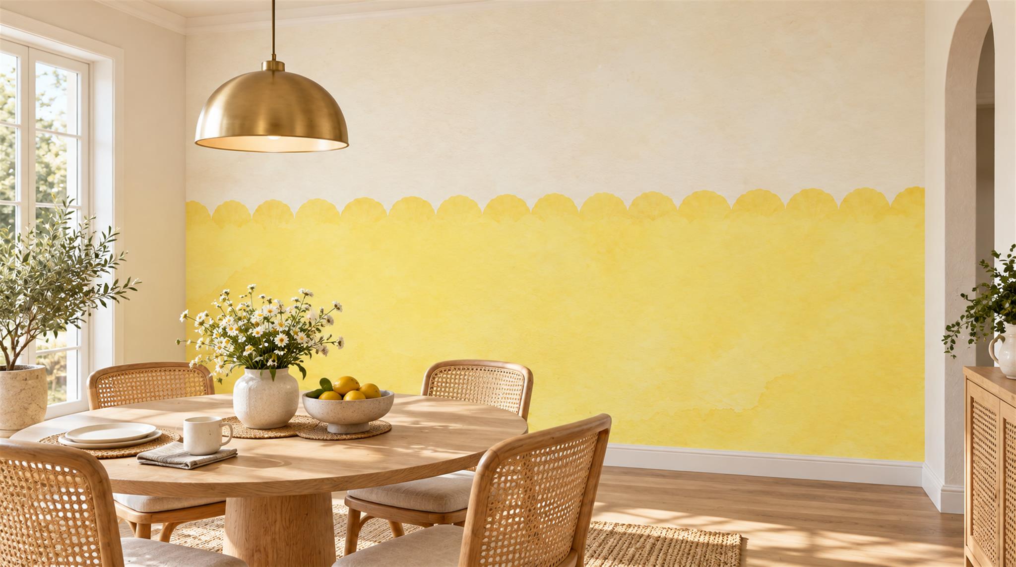 Tan And Gold Abstract Forms Wallpaper Mural Living-room-wallpaper-murals, Peel-and-stick Finish