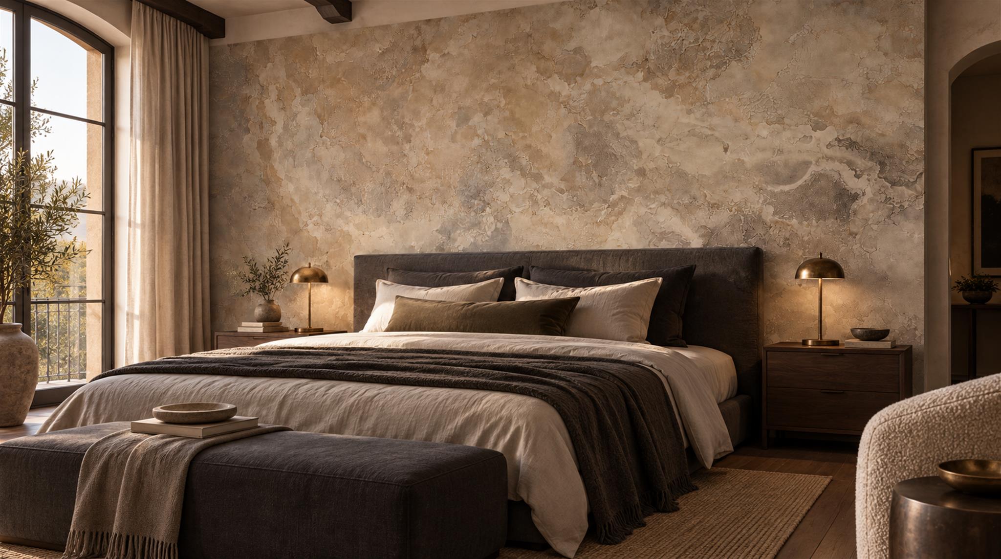Neutral Stone Texture Decorative Wallpaper Mural Bedroom-wallpaper-murals, Peel-and-stick Finish