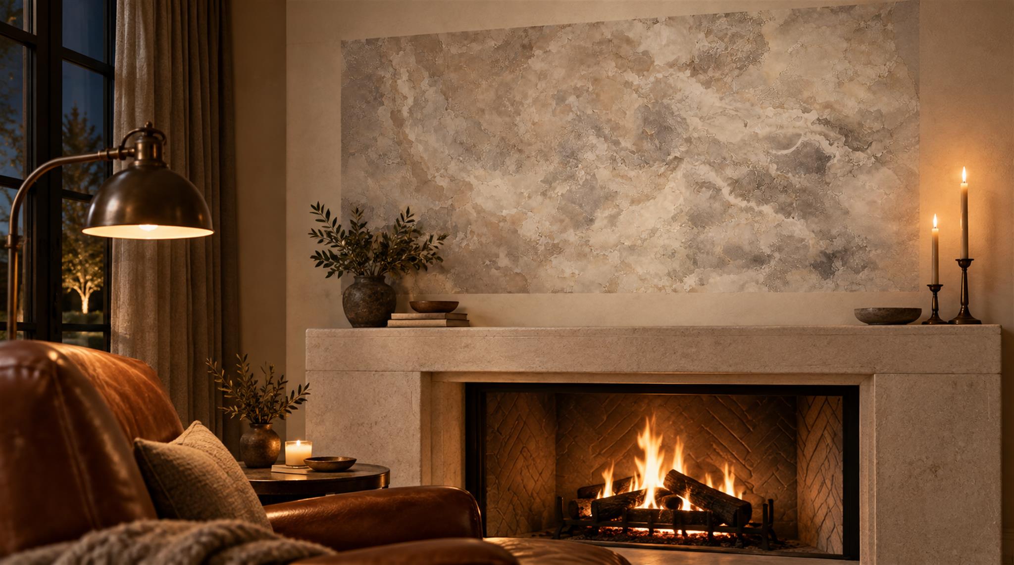 Neutral Stone Texture Decorative Wallpaper Mural Accent-wall-wallpaper-murals, Peel-and-stick Finish