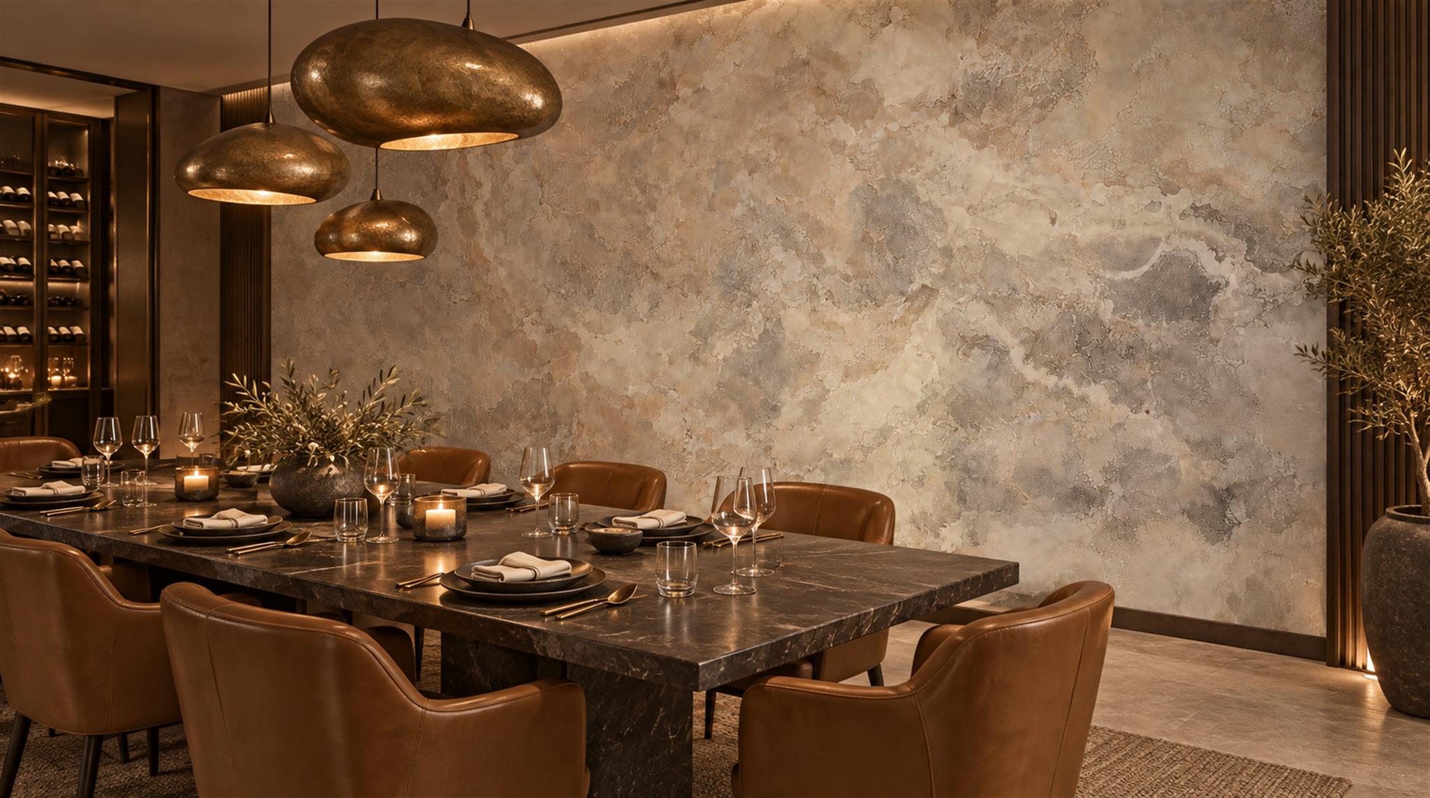 Neutral Stone Texture Decorative Wallpaper Mural Restaurant-wallpaper-murals, Peel-and-stick Finish