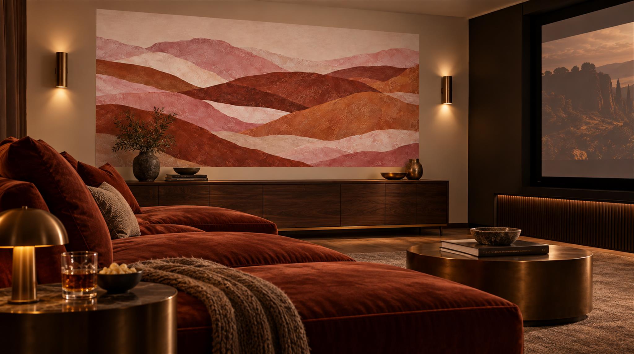 Neutral Abstract Forms Atmospheric Wallpaper Mural, Peel-and-stick Finish