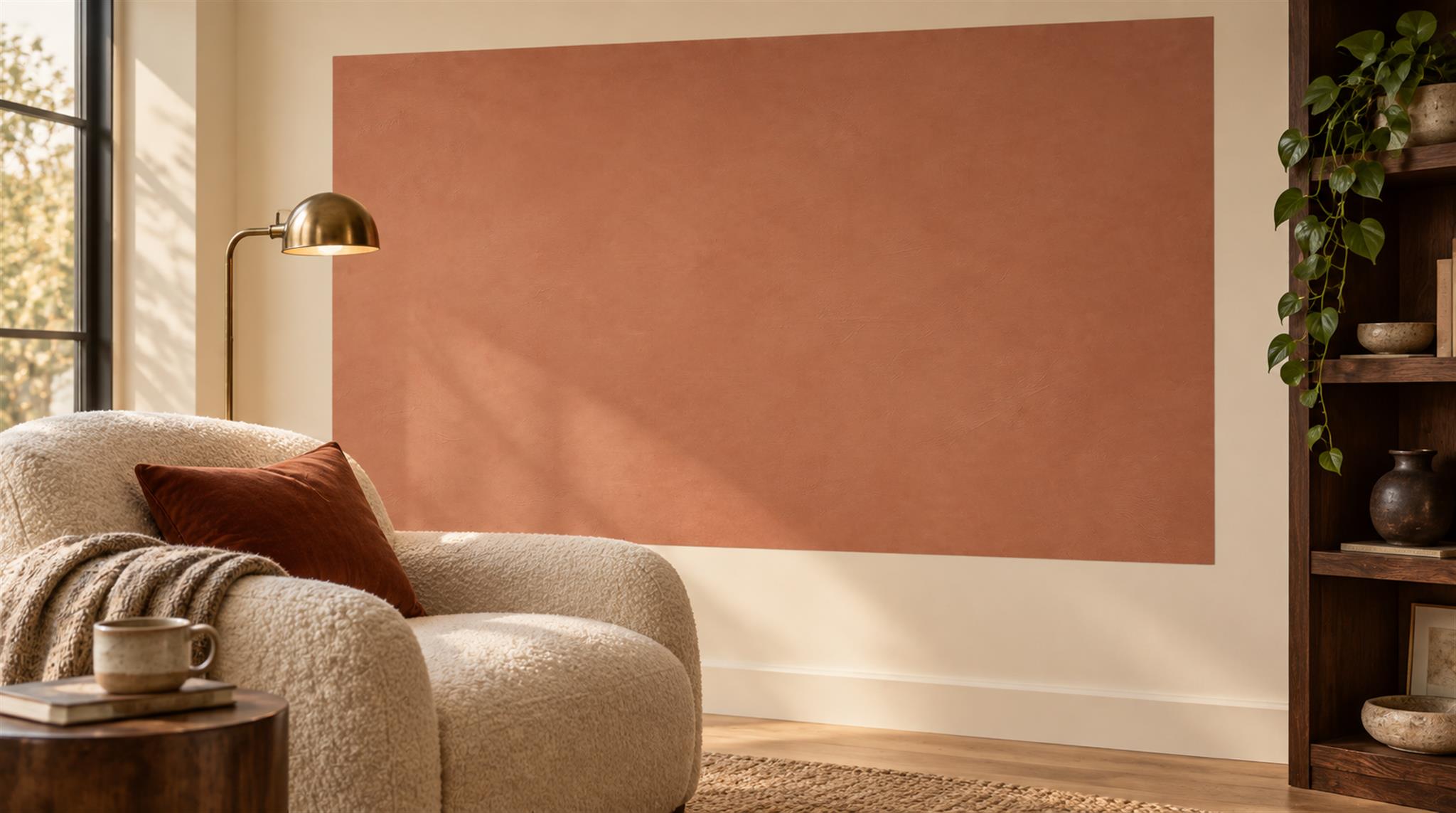 Neutral Abstract Forms Illustrated Wallpaper Mural Accent-wall-wallpaper-murals, Peel-and-stick Finish