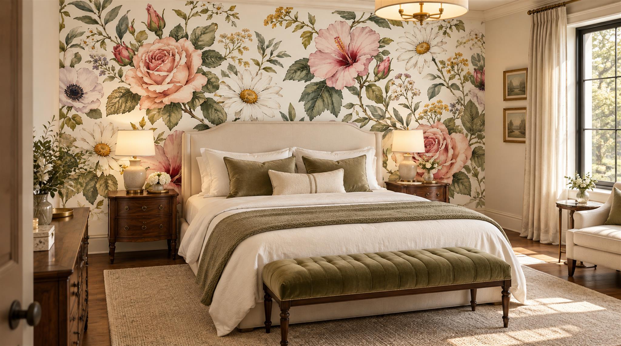 Cream And Neutral Abstract Forms Painterly Wallpaper Mural Accent-wall-wallpaper-murals, Peel-and-stick Finish