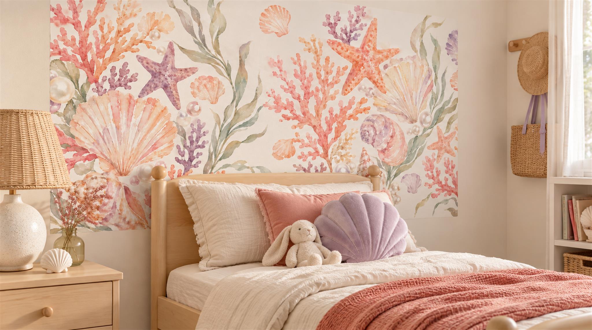 Soft Pastel And Neutral Decorative Patterning Wallpaper Mural Nursery-wallpaper-murals, Peel-and-stick Finish