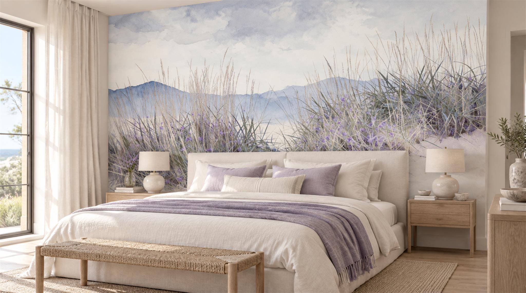 Grey And Neutral Abstract Forms Painterly Wallpaper Mural Bedroom-wallpaper-murals, Peel-and-stick Finish