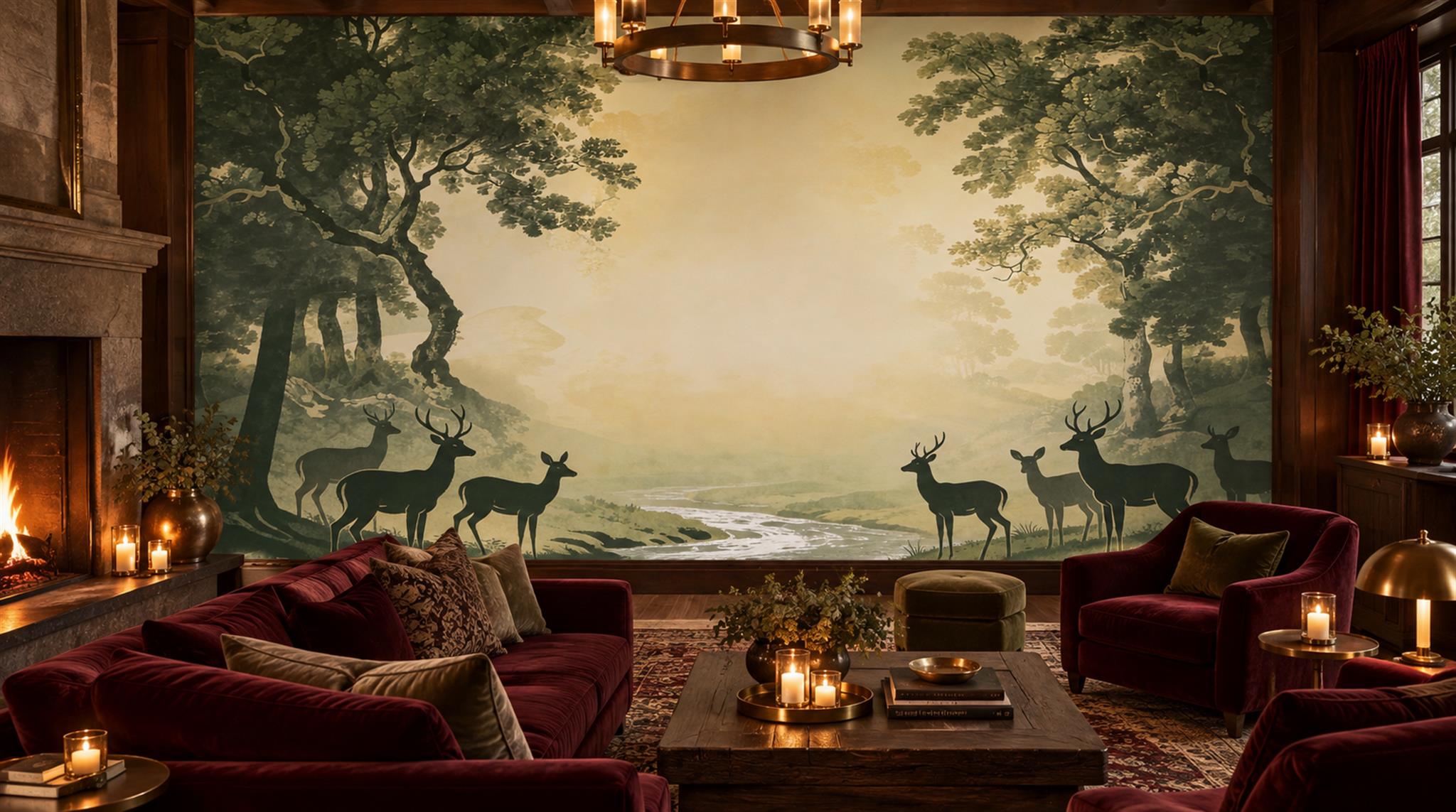 Gold And Neutral Abstract Forms Decorative Wallpaper Mural Accent-wall-wallpaper-murals, Peel-and-stick Finish