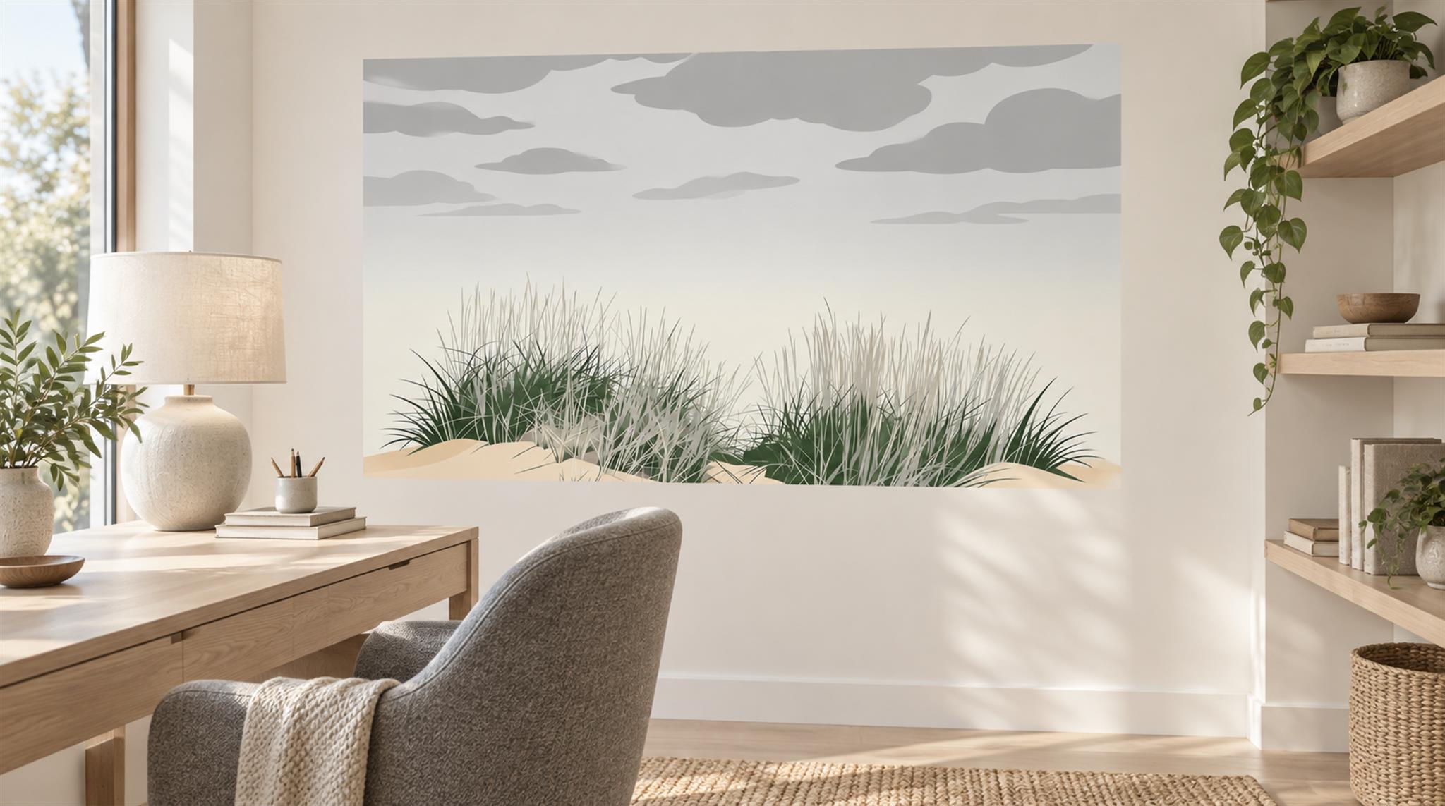 Grey And Neutral Abstract Forms Organic Wallpaper Mural Home-office-wallpaper-murals, Peel-and-stick Finish