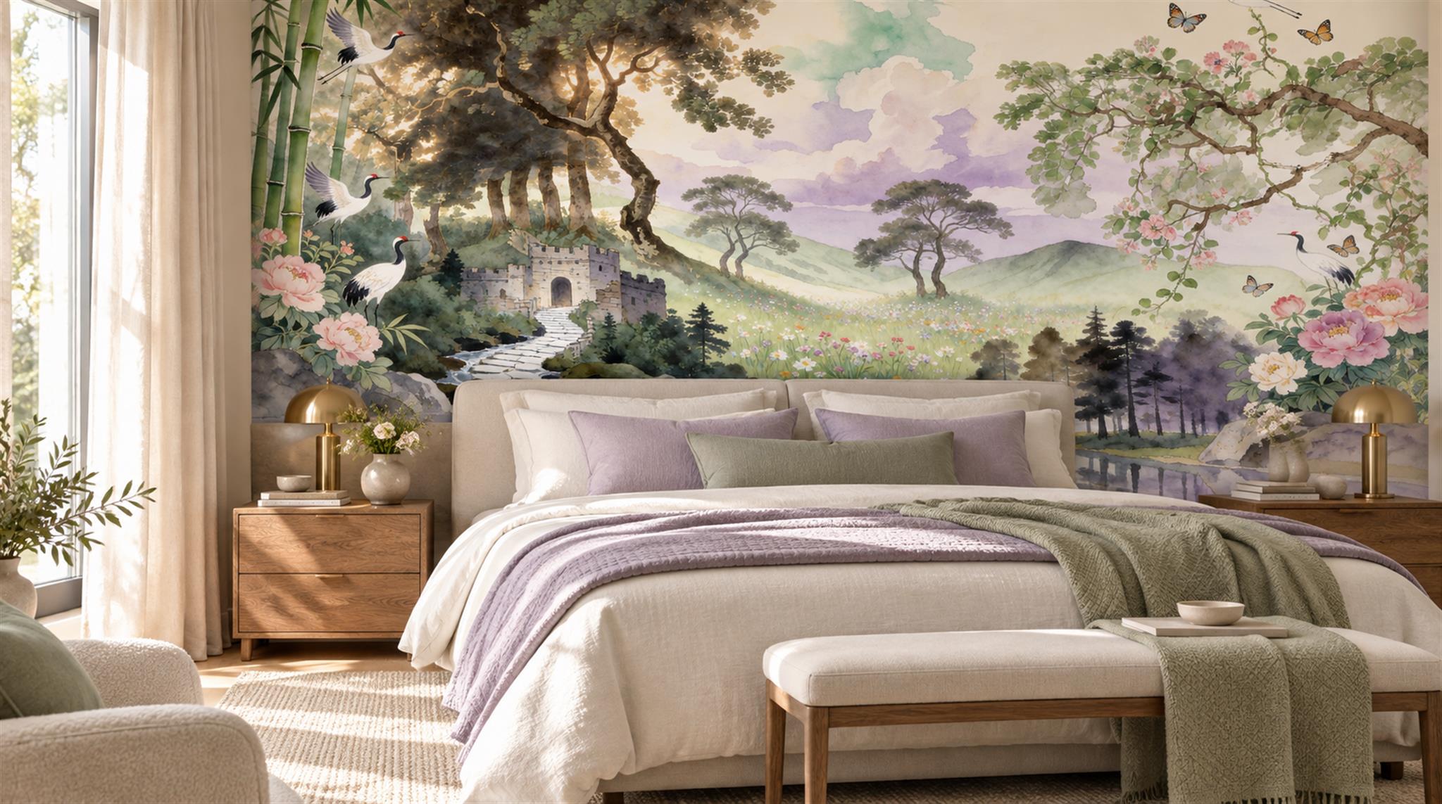 Soft Pastel And Neutral Abstract Forms Wallpaper Textured Wallpaper Bedroom-wallpaper-murals, Peel-and-stick Finish