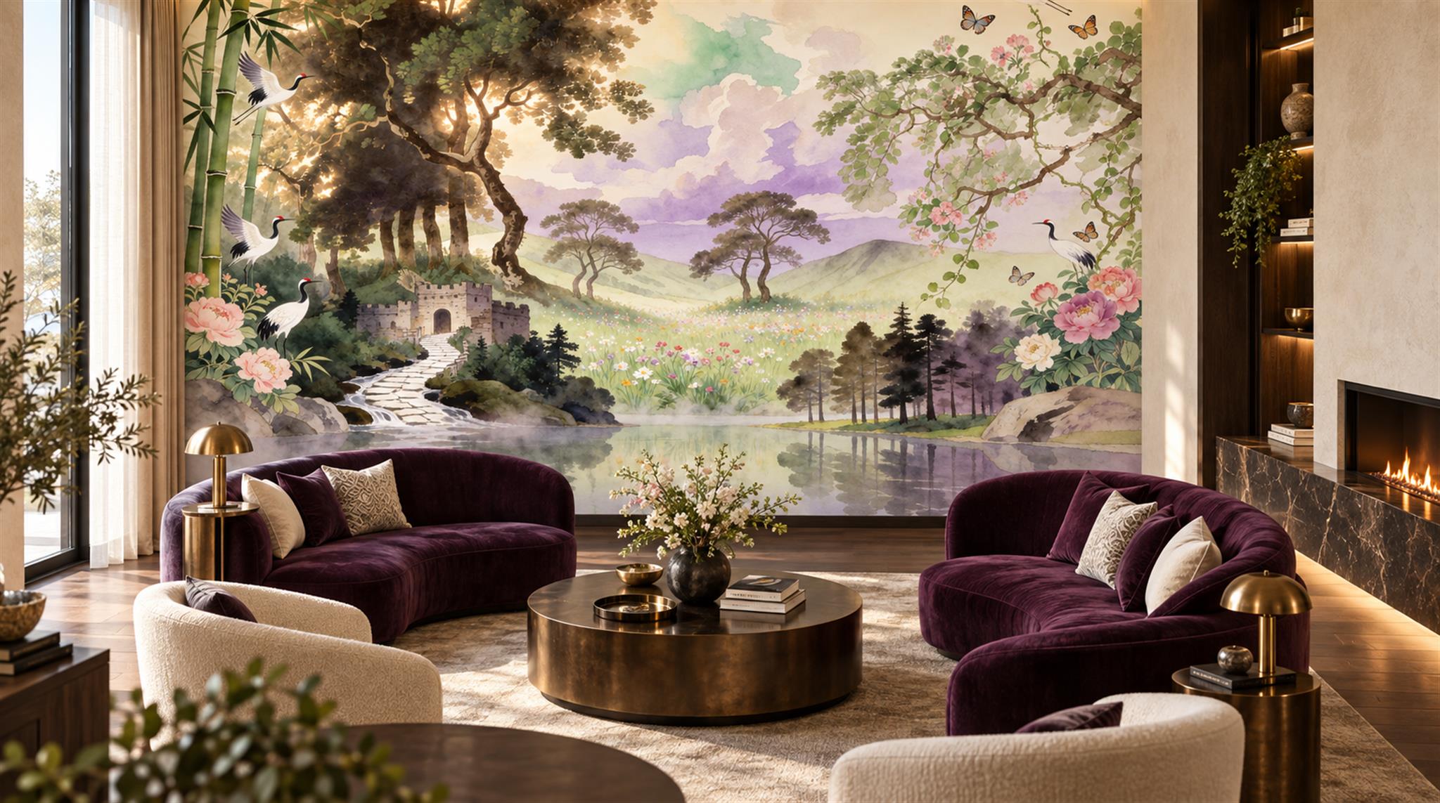 Soft Pastel And Neutral Abstract Forms Wallpaper Textured Wallpaper Accent-wall-wallpaper-murals, Peel-and-stick Finish