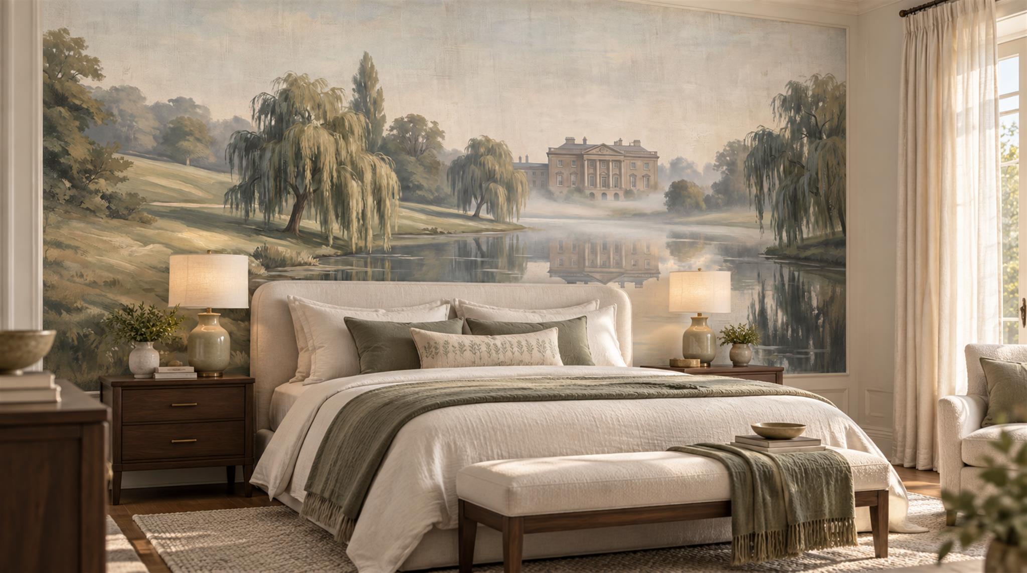 Tan And Neutral Abstract Forms Linear Textured Wallpaper Mural Bedroom-wallpaper-murals, Peel-and-stick Finish