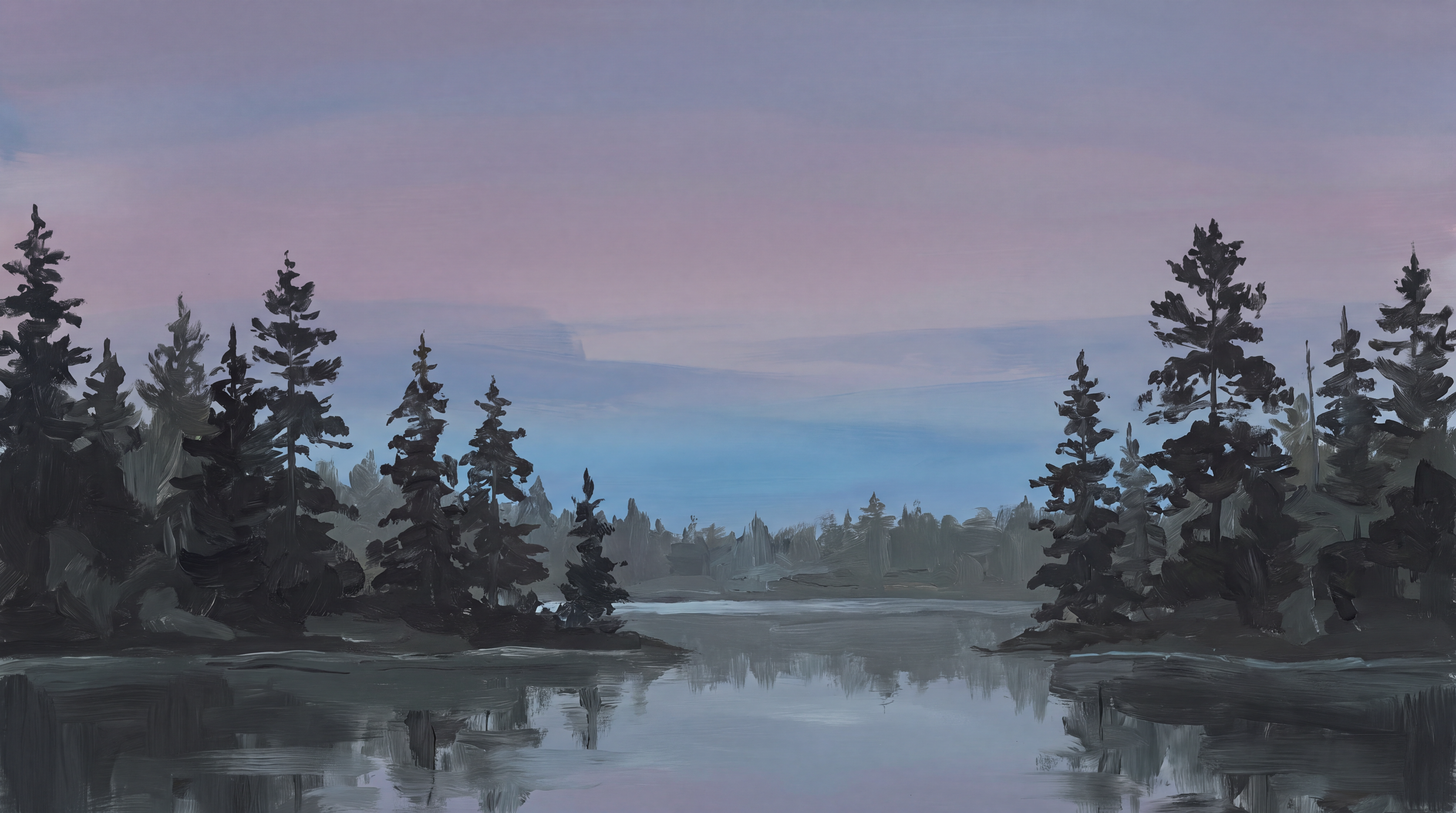 Navy And Neutral A Lakeside View Wallpaper Mural, Peel-and-stick Finish