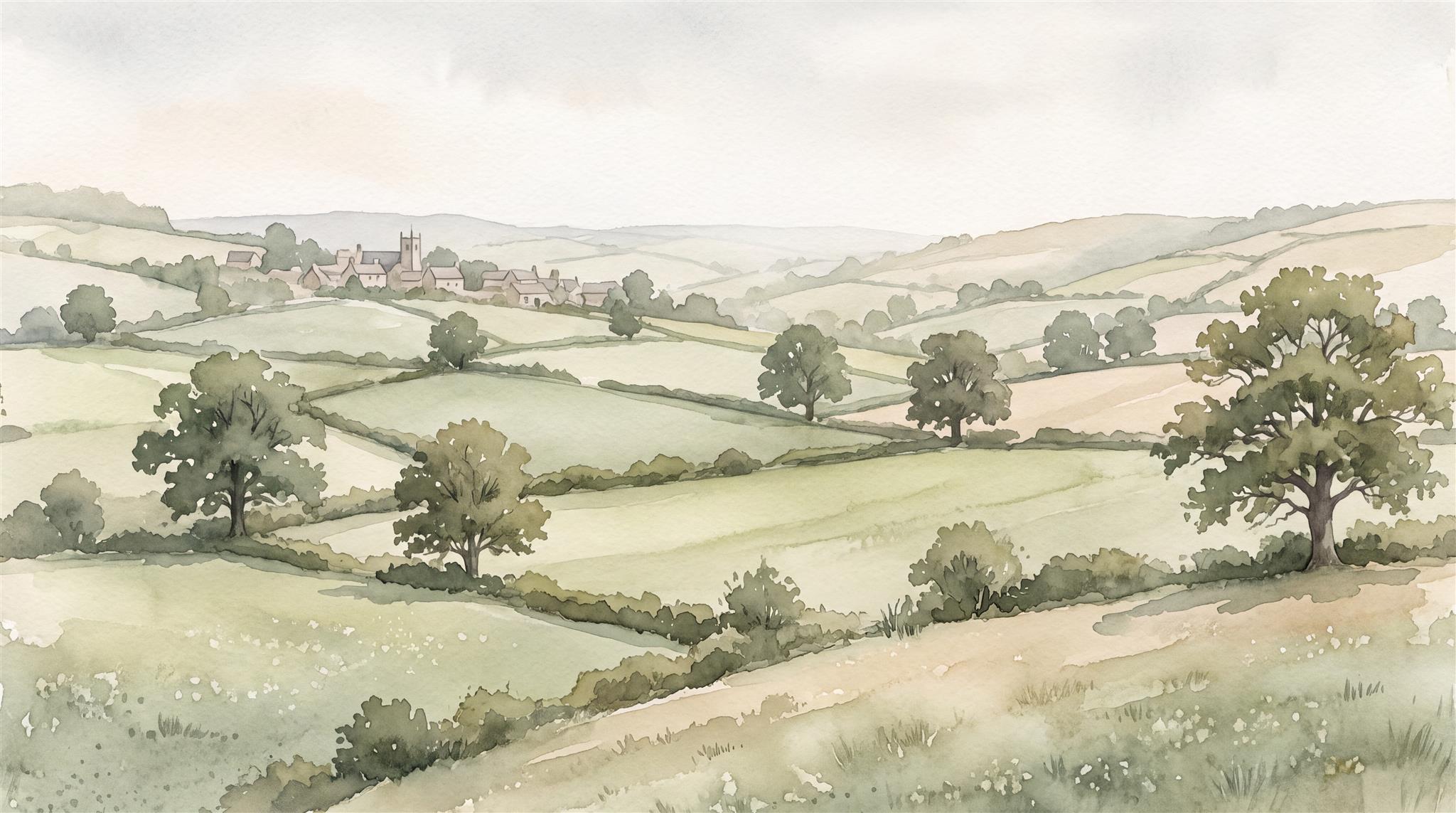 Sage Green And Neutral A Painterly Scenic Painterly Wallpaper Accent-wall-wallpaper-murals, Peel-and-stick Finish