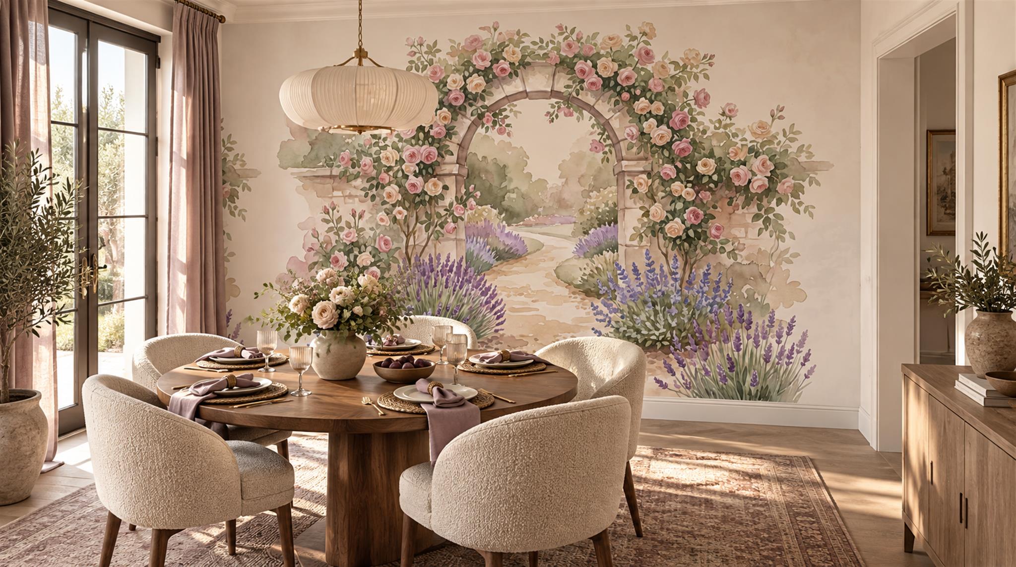 Soft Pastel And Neutral Abstract Forms Wallpaper Organic Wallpaper Dining-room-wallpaper-murals, Peel-and-stick Finish