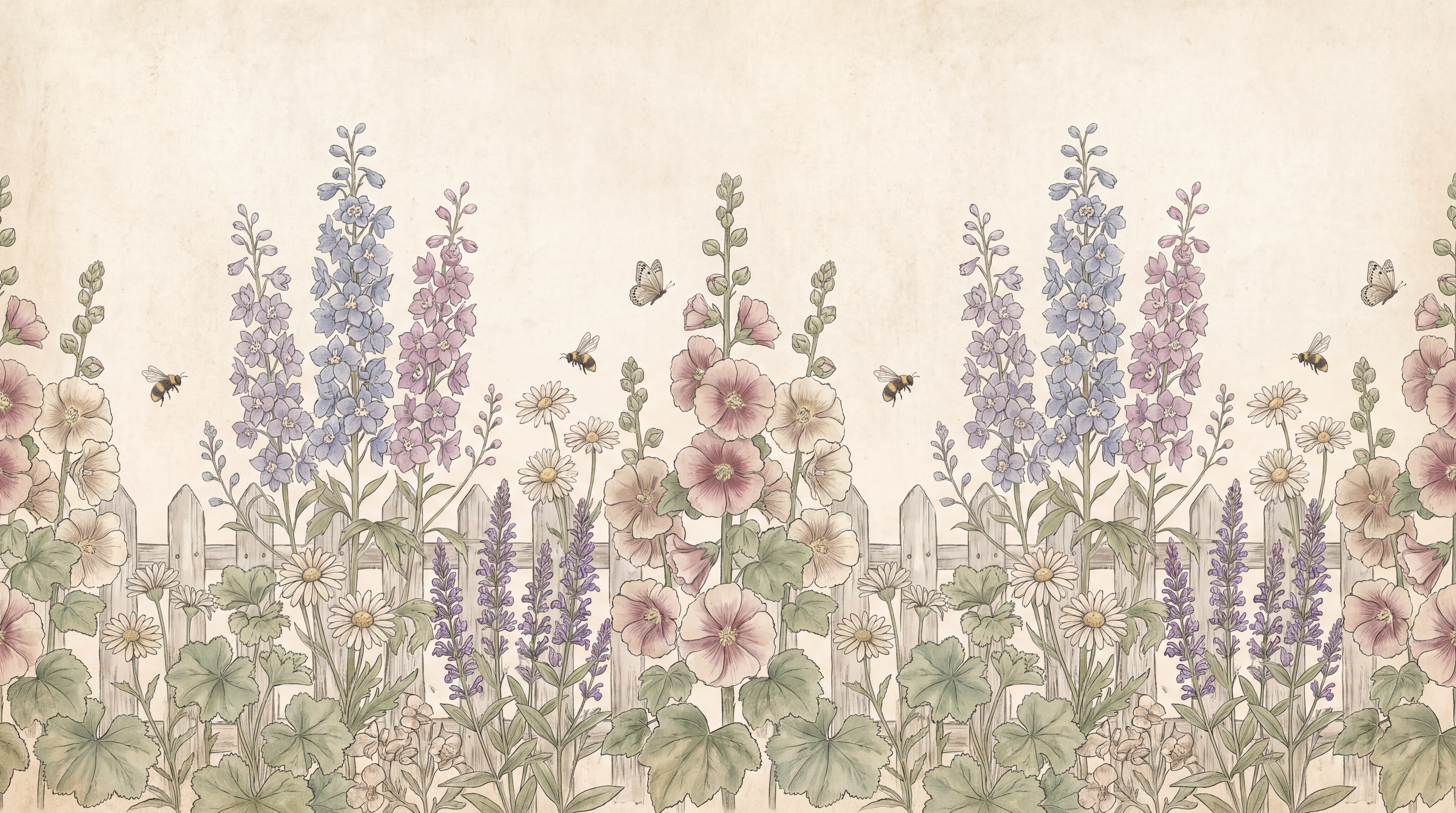 Ivory And Neutral Floral Forms Organic Wallpaper Mural, Peel-and-stick Finish