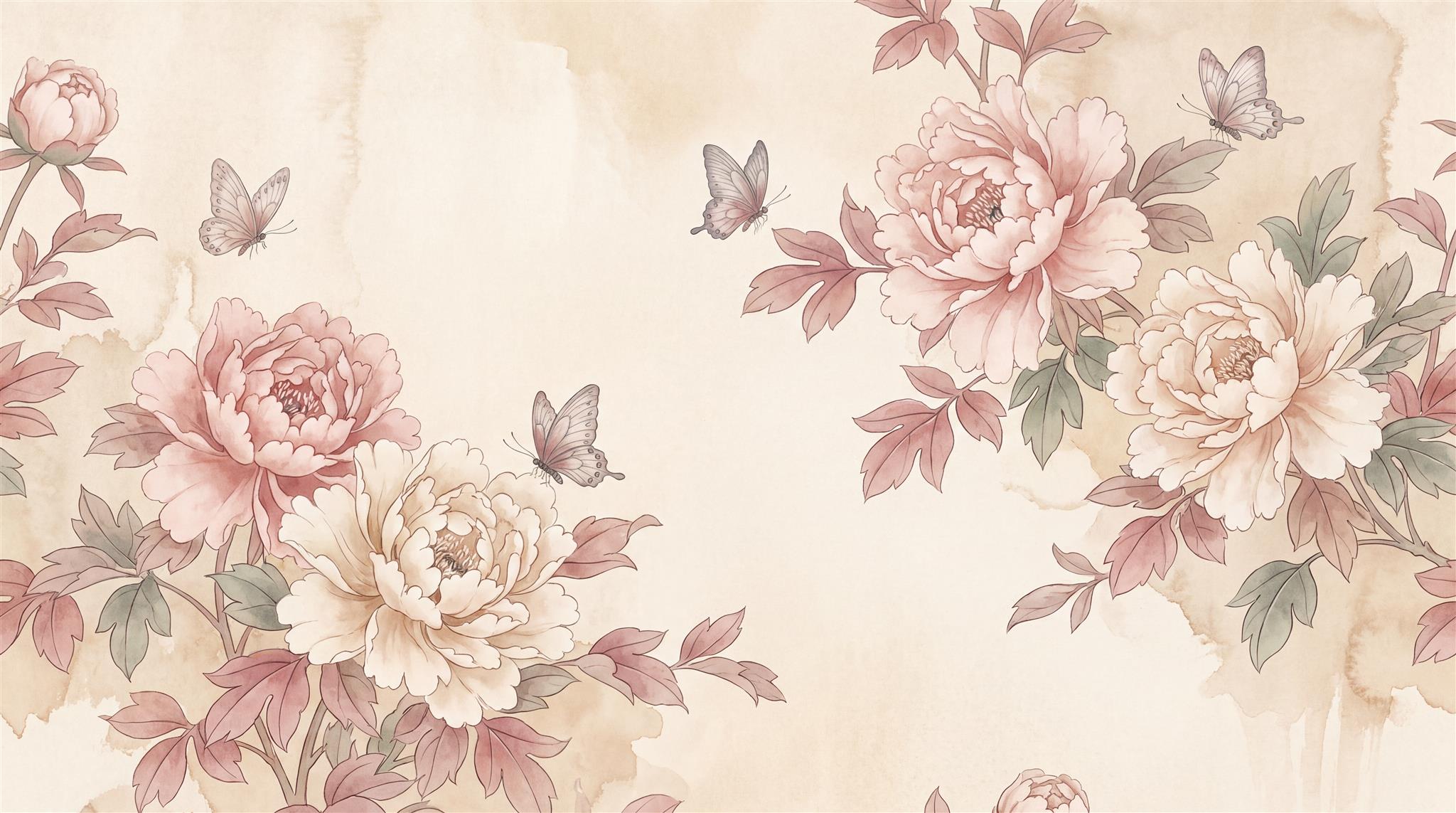 Pink And Neutral Abstract Forms Textured Wallpaper Mural Accent-wall-wallpaper-murals, Peel-and-stick Finish