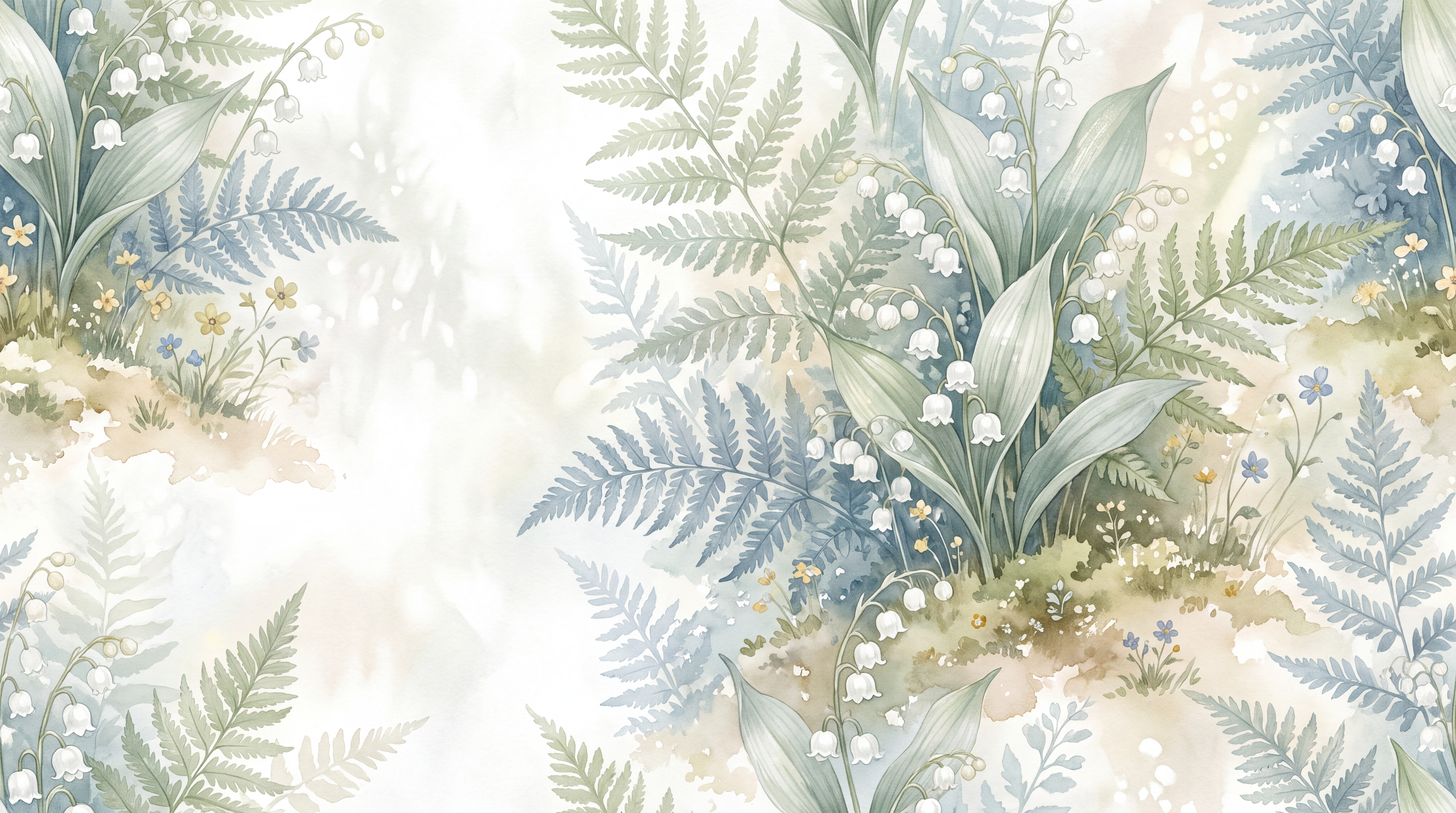 Ivory And Neutral Fern Foliage Layered Wallpaper Mural Accent-wall-wallpaper-murals, Peel-and-stick Finish
