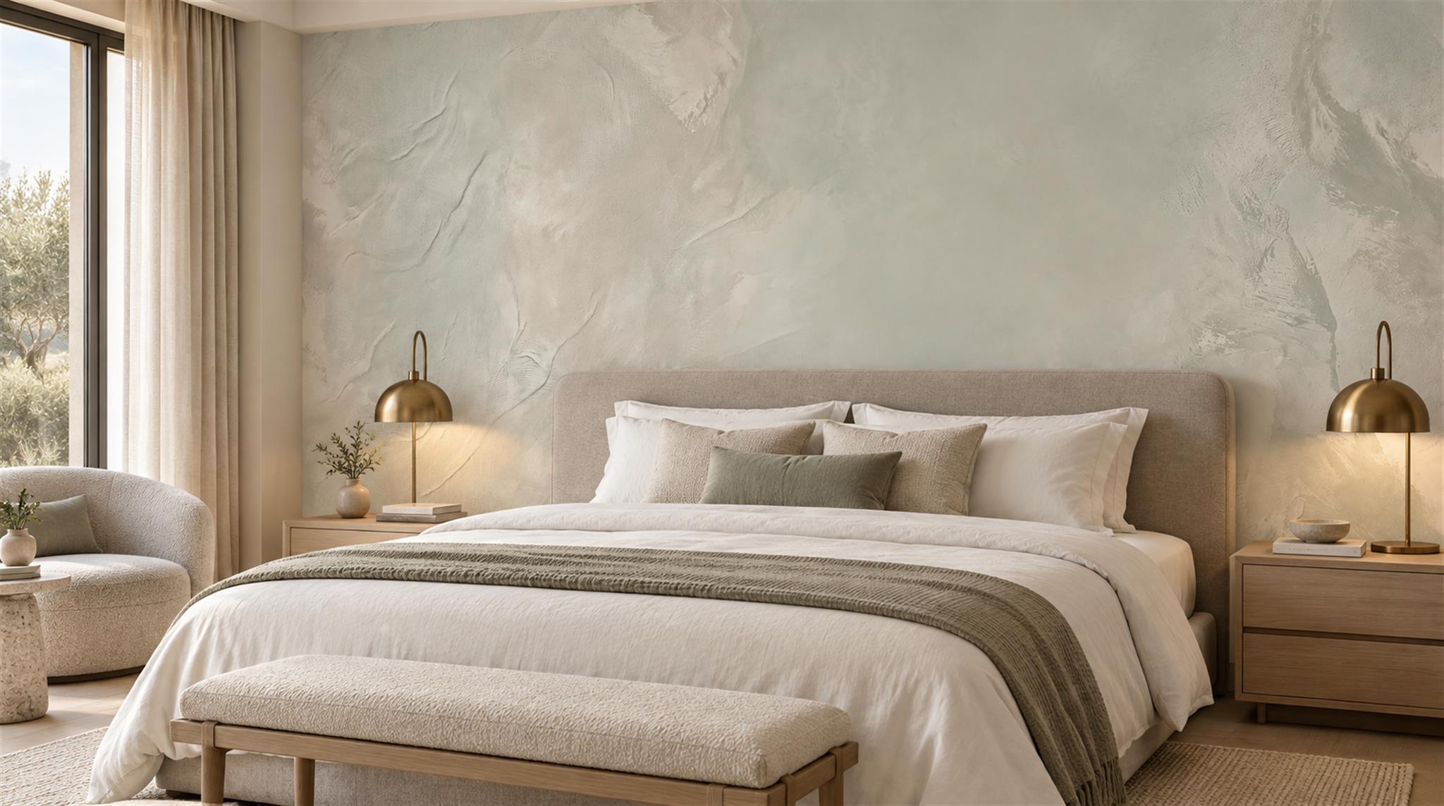 Red And Neutral Decorative Patterning Wallpaper Mural Layered Expressive Accent-wall-wallpaper-murals, Peel-and-stick Finish