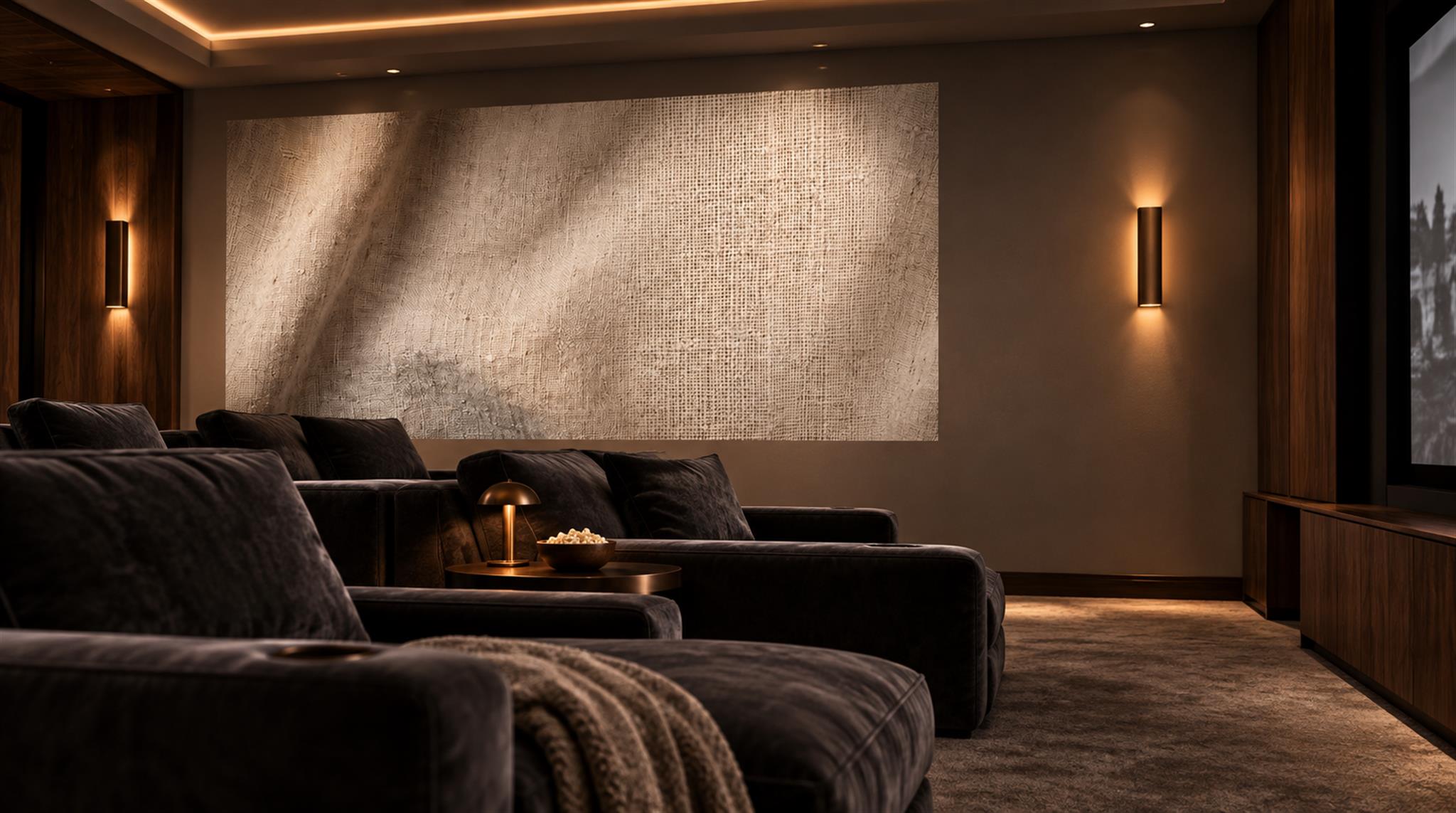 Red And Neutral Decorative Patterning Wallpaper Mural Layered Balanced Accent-wall-wallpaper-murals, Peel-and-stick Finish