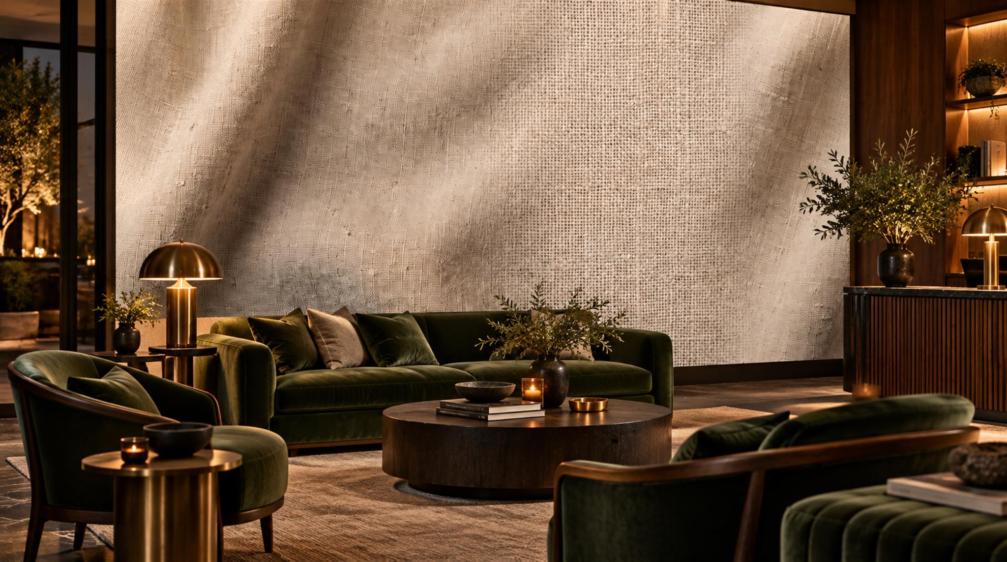 Red And Neutral Decorative Patterning Wallpaper Mural Layered Balanced Accent-wall-wallpaper-murals, Peel-and-stick Finish