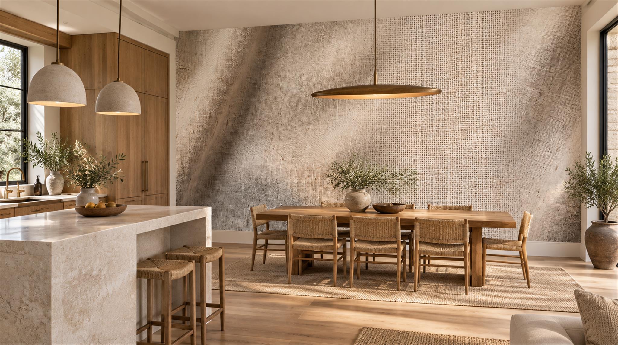 Red And Neutral Decorative Patterning Wallpaper Mural Layered Balanced Kitchen-wallpaper-murals, Peel-and-stick Finish