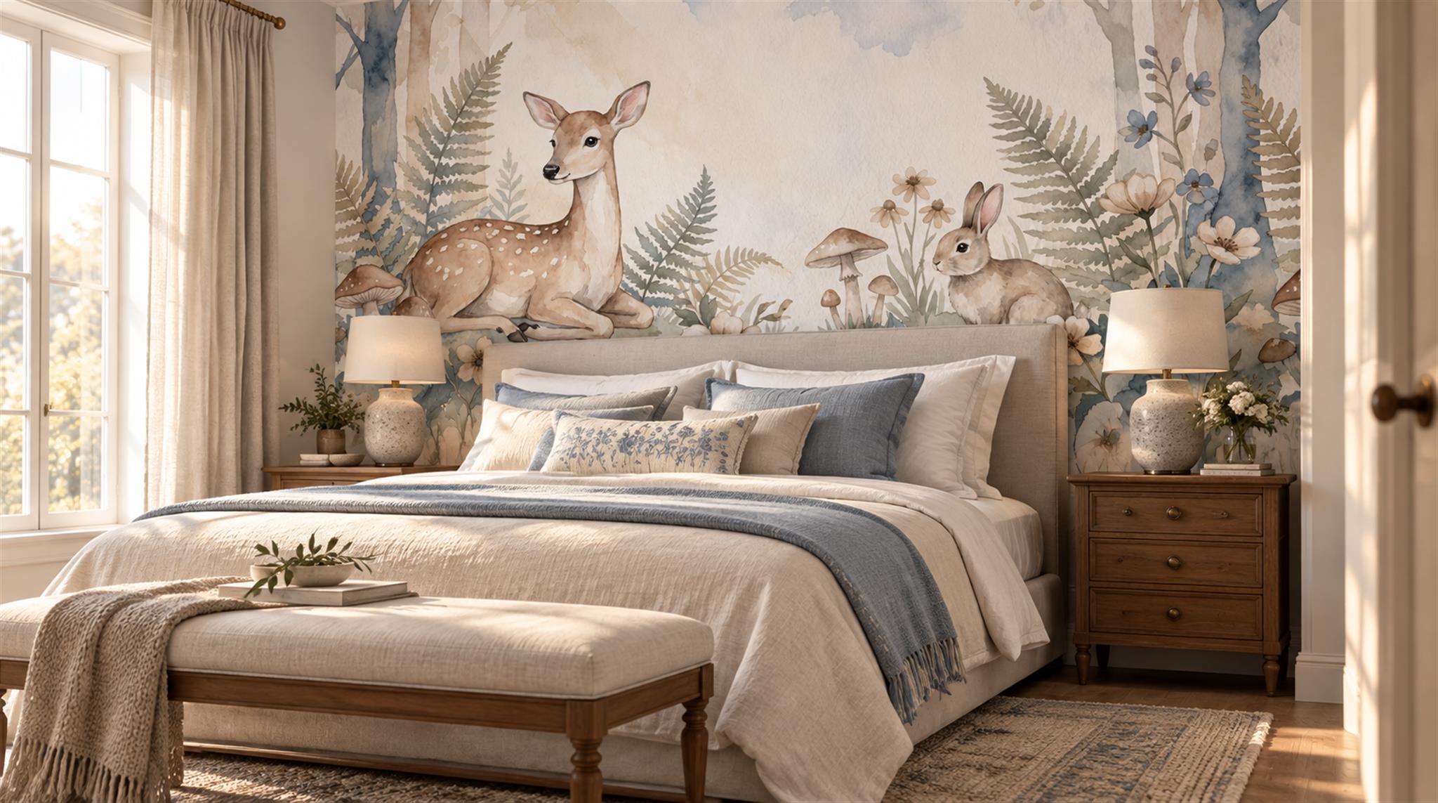 Red And Neutral Decorative Patterning Wallpaper Textured Wallpaper Mural Bedroom-wallpaper-murals, Peel-and-stick Finish