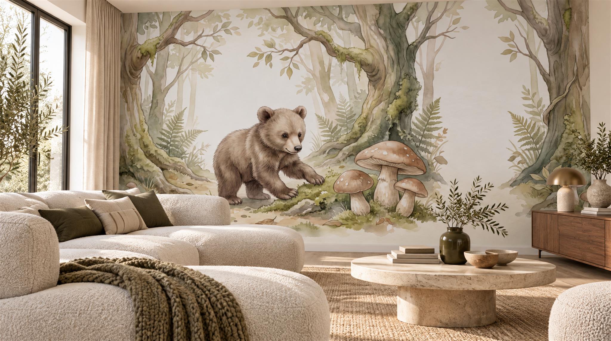 Red And Neutral Decorative Patterning Wallpaper Rhythm Wallpaper Mural Living-room-wallpaper-murals, Peel-and-stick Finish