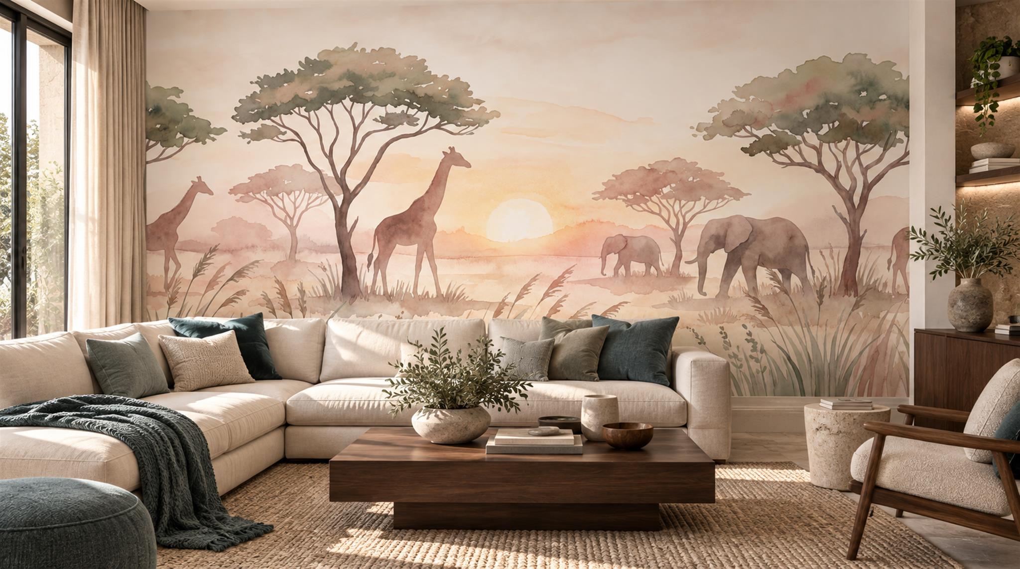 Red And Neutral Decorative Patterning Wallpaper Detail Wallpaper Mural Living-room-wallpaper-murals, Peel-and-stick Finish
