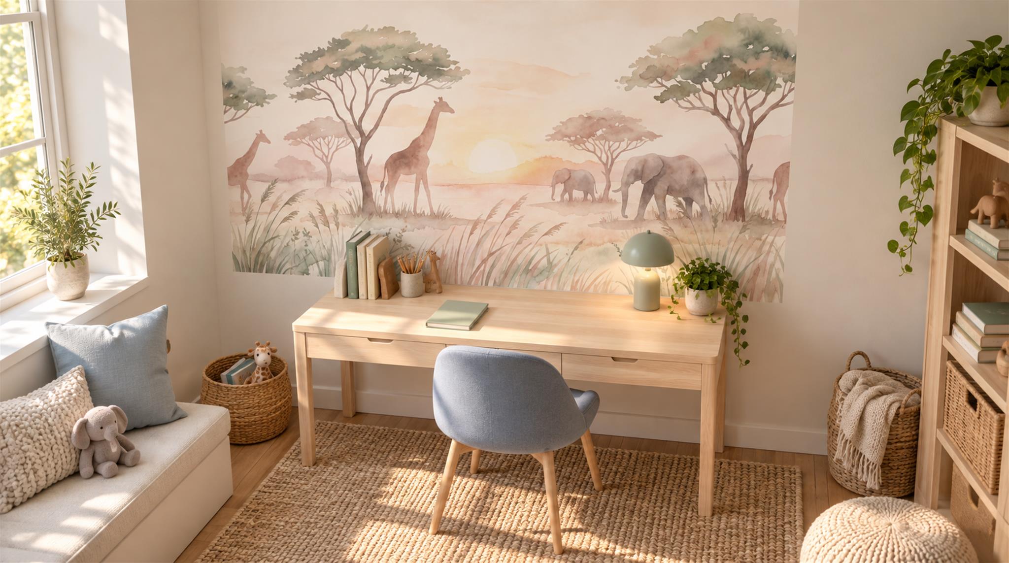 Red And Neutral Decorative Patterning Wallpaper Detail Wallpaper Mural Kids-room-wallpaper-murals, Peel-and-stick Finish
