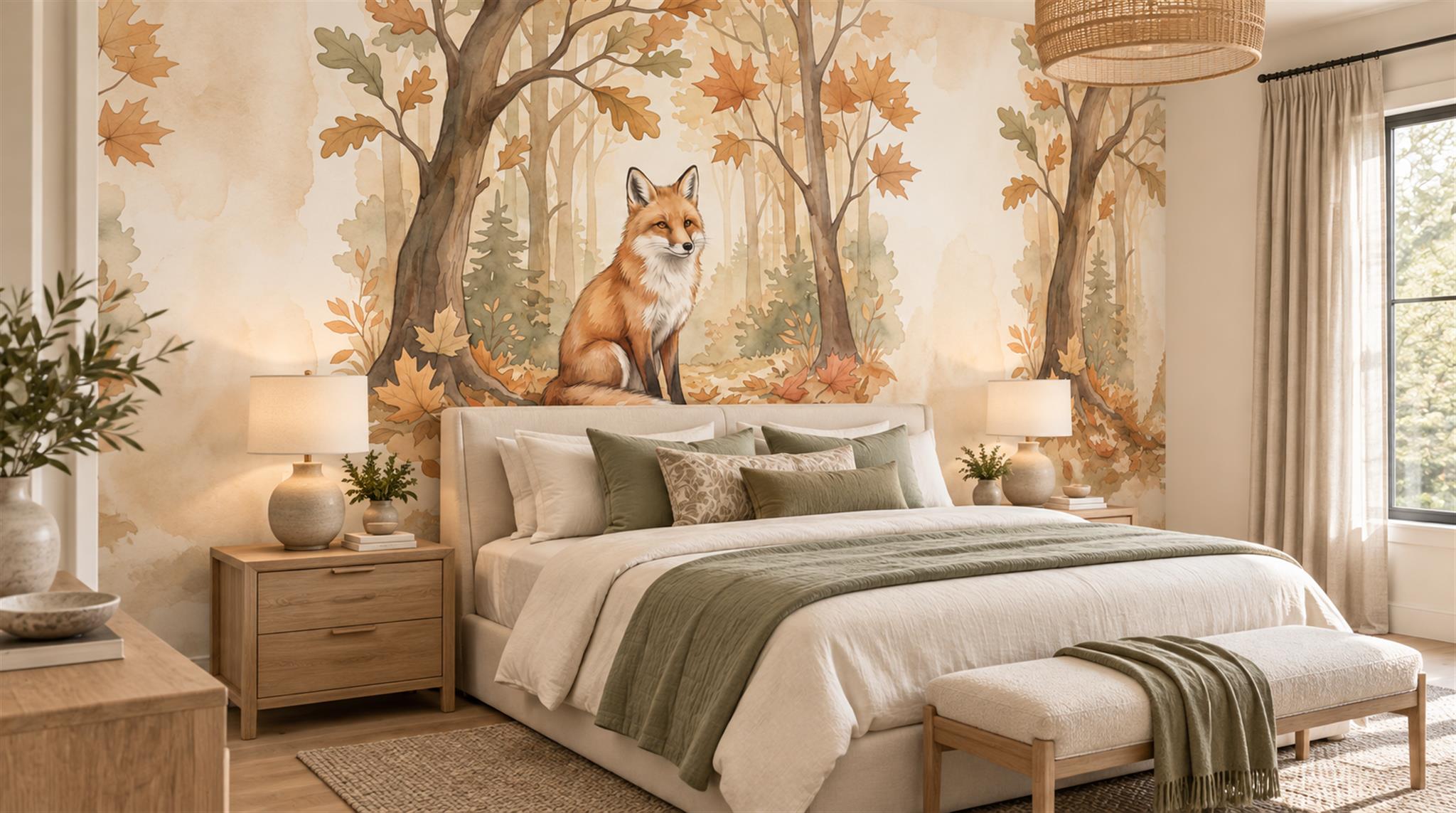 Red And Neutral Decorative Patterning Wallpaper Marks Wallpaper Mural Bedroom-wallpaper-murals, Peel-and-stick Finish