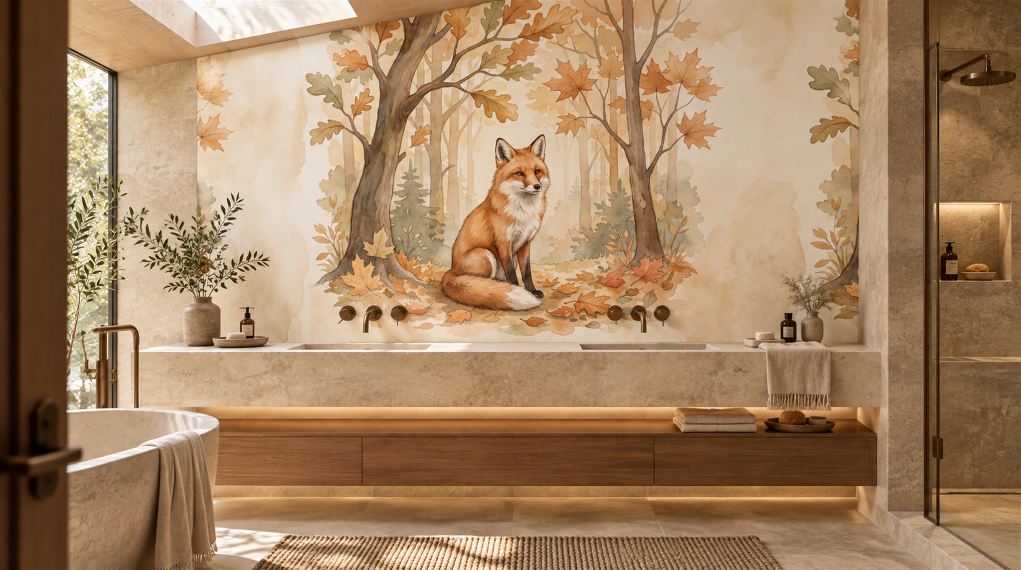 Red And Neutral Decorative Patterning Wallpaper Marks Wallpaper Mural Spa-wallpaper-murals, Peel-and-stick Finish