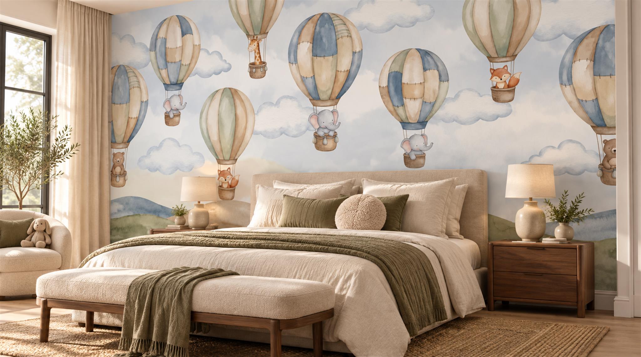 Red And Neutral Decorative Patterning Wallpaper Organic Wallpaper Mural Bedroom-wallpaper-murals, Peel-and-stick Finish