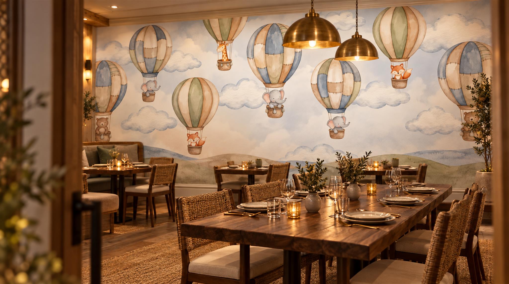 Red And Neutral Decorative Patterning Wallpaper Organic Wallpaper Mural Restaurant-wallpaper-murals, Peel-and-stick Finish